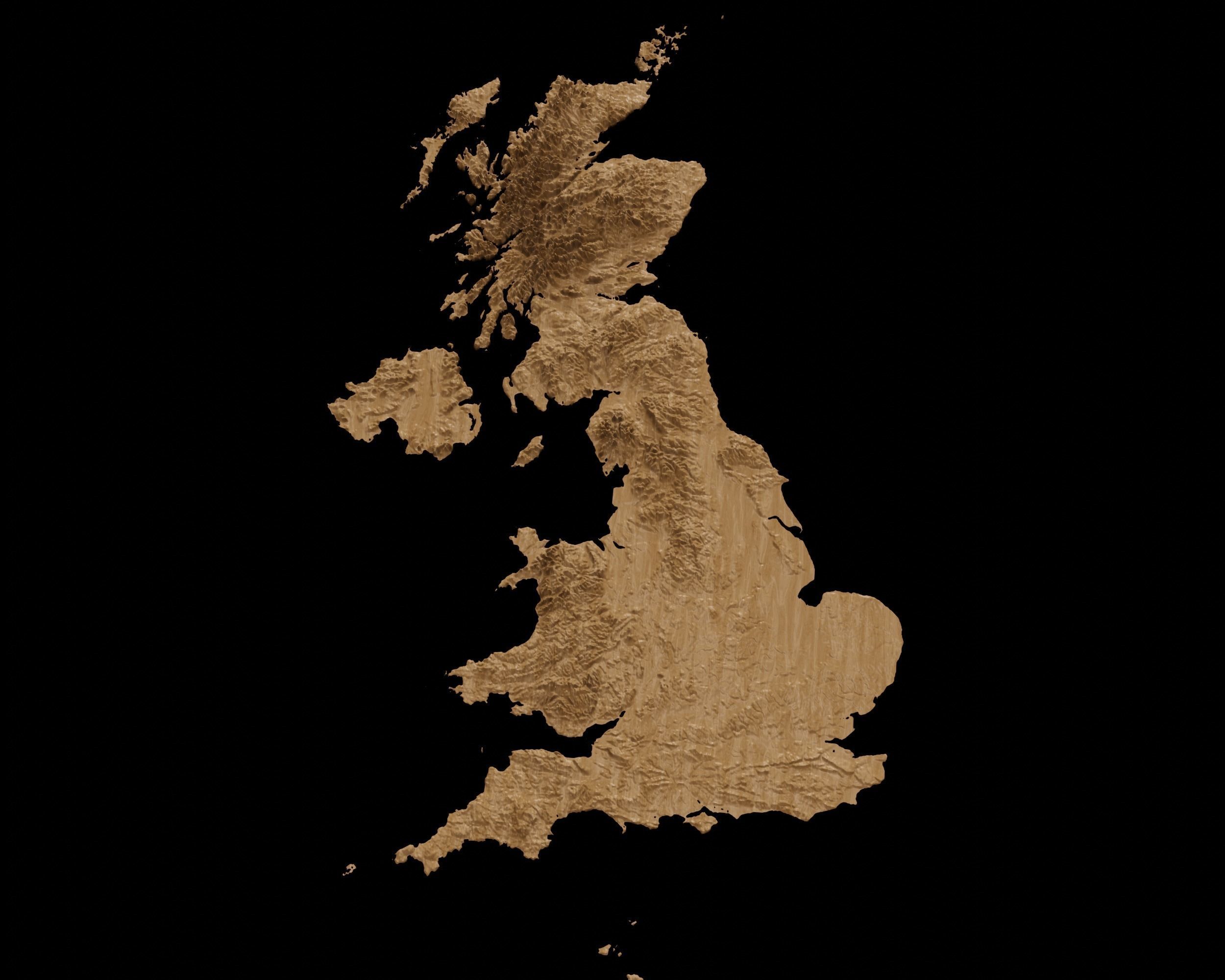 3D Topographical Map of  the United Kingdom 3D print model_2