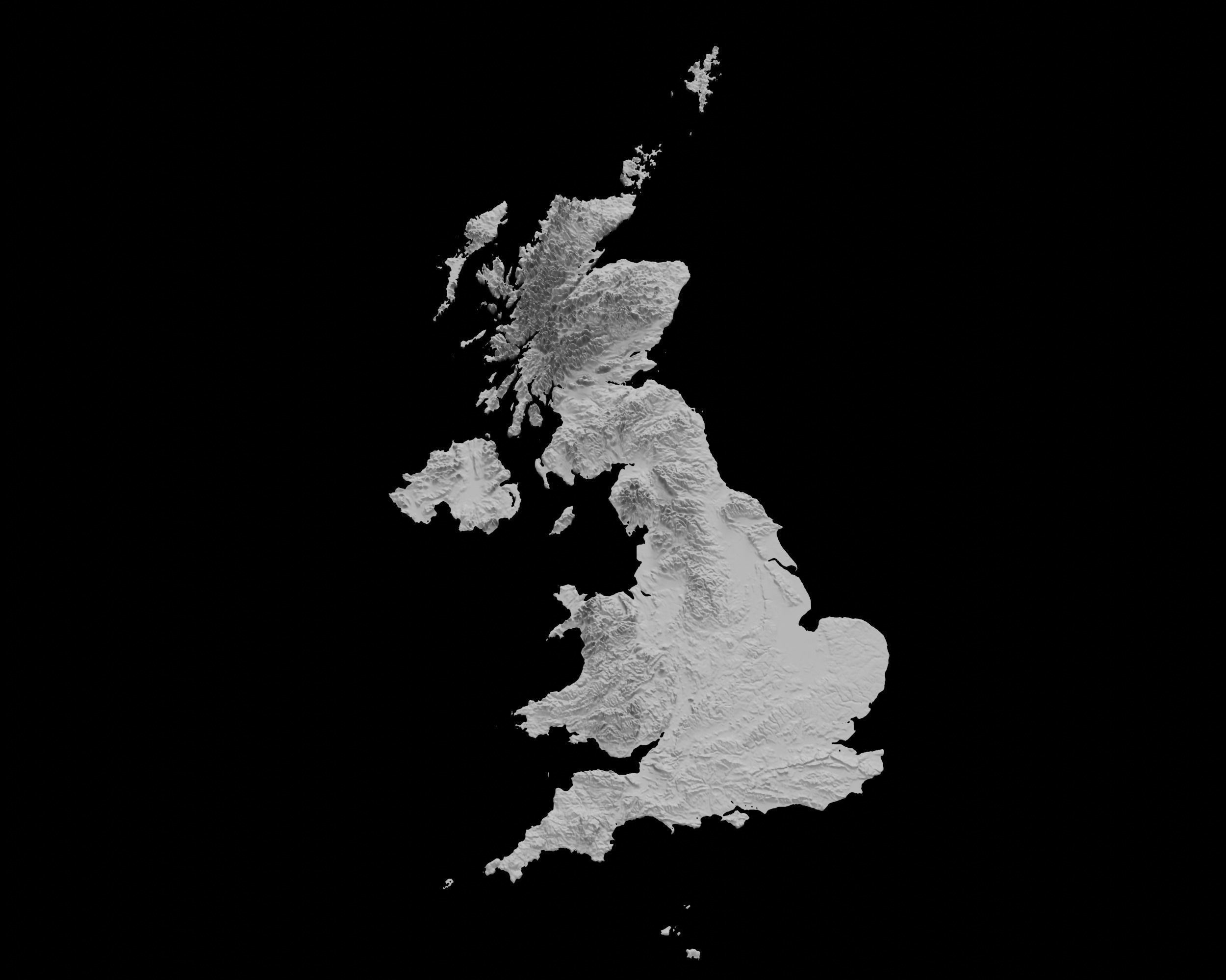 3D Topographical Map of  the United Kingdom 3D print model_3