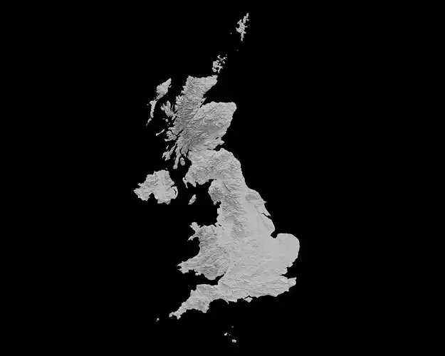 3D Topographical Map of  the United Kingdom 3D print model