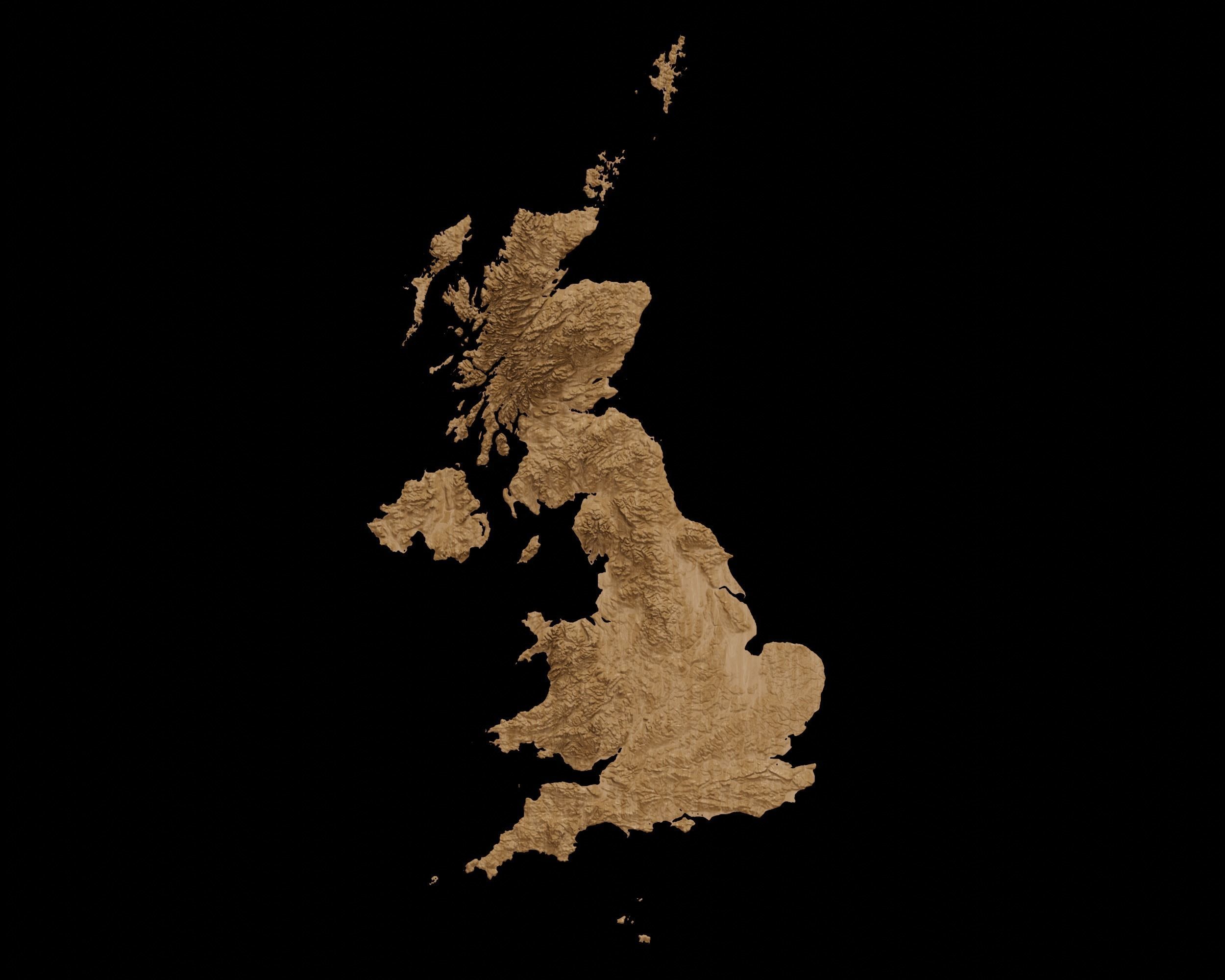 3D Topographical Map of  the United Kingdom 3D print model_1