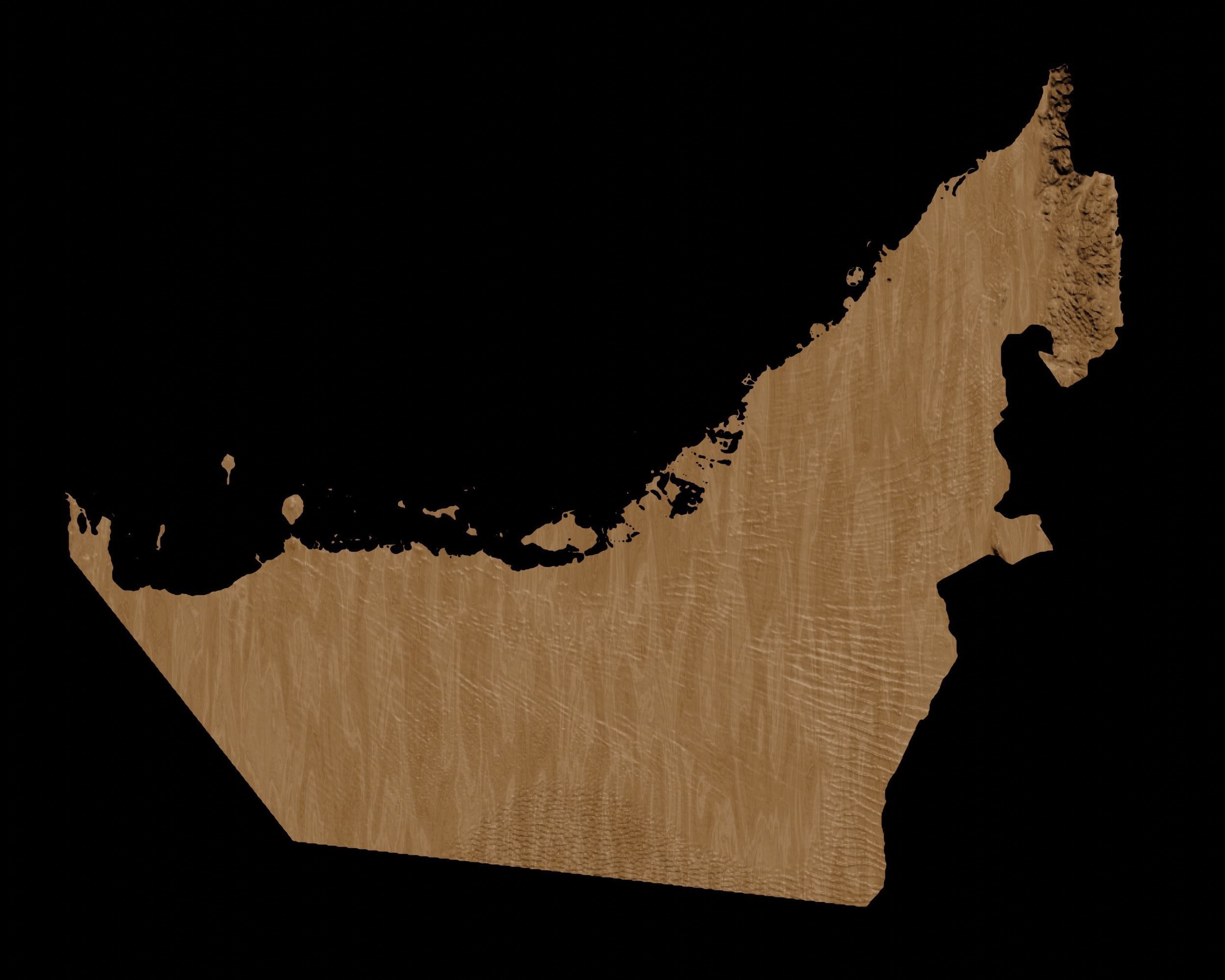3D Topographical Map of the United Arab Emirates 3D print model_1