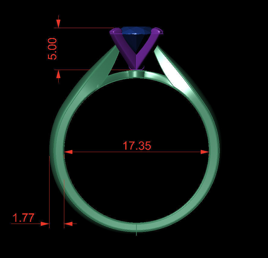Oval 0-75-CT Quarter Round Profile Shank Width 3-75mm 3D print model_4