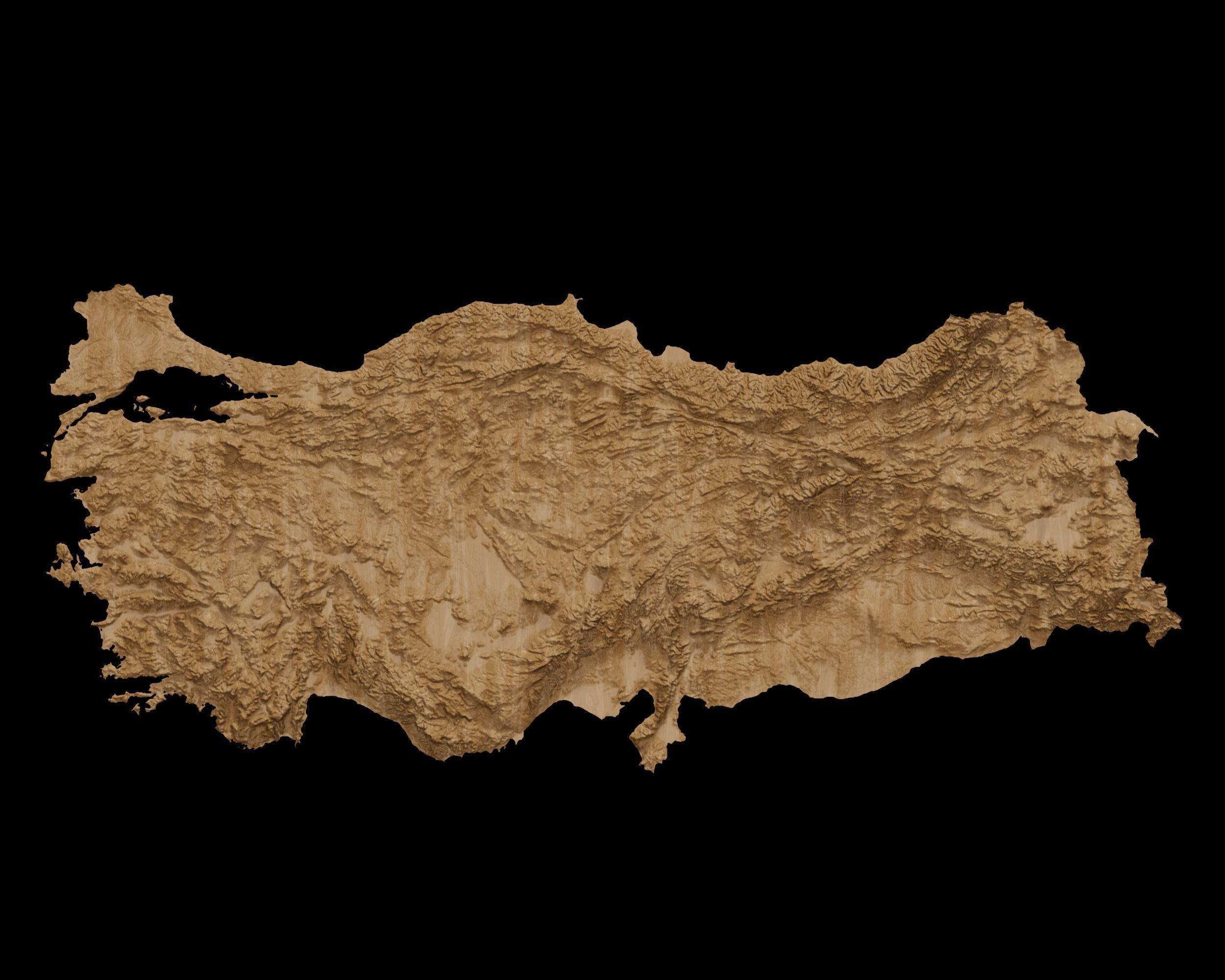 3D Topographical Map of Turkey 3D print model_1