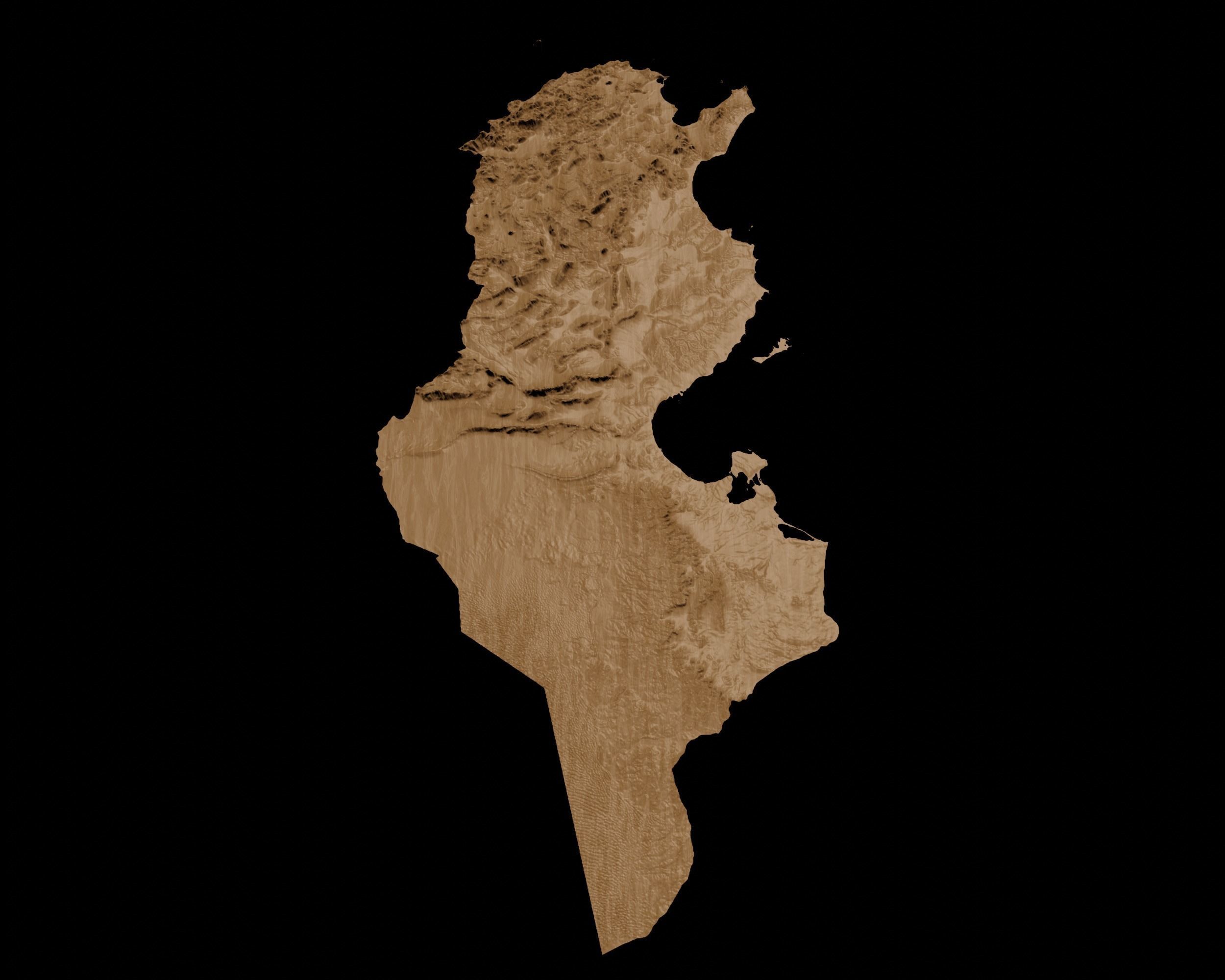 3D Topographical Map of Tunisia 3D print model_2