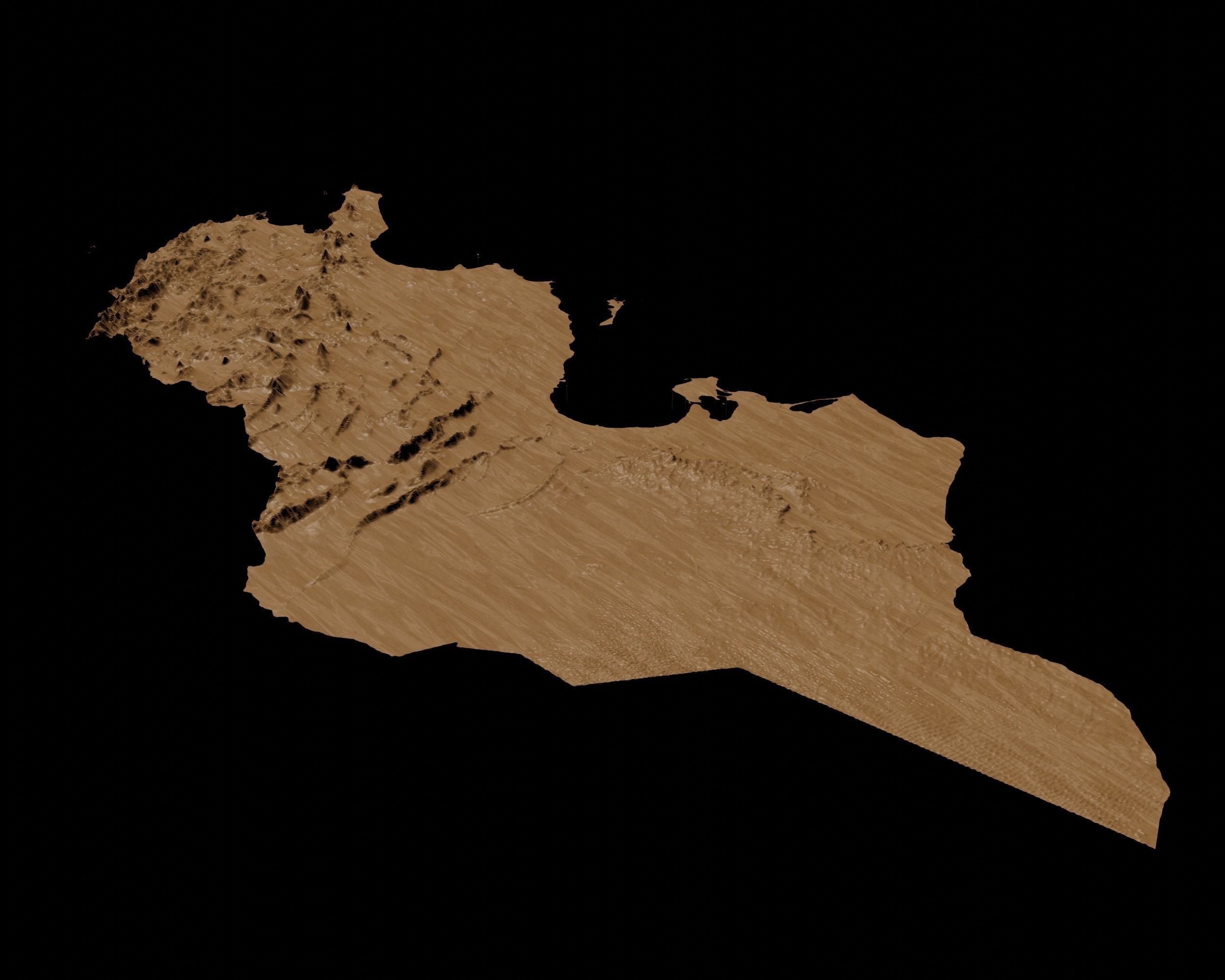 3D Topographical Map of Tunisia 3D print model_4