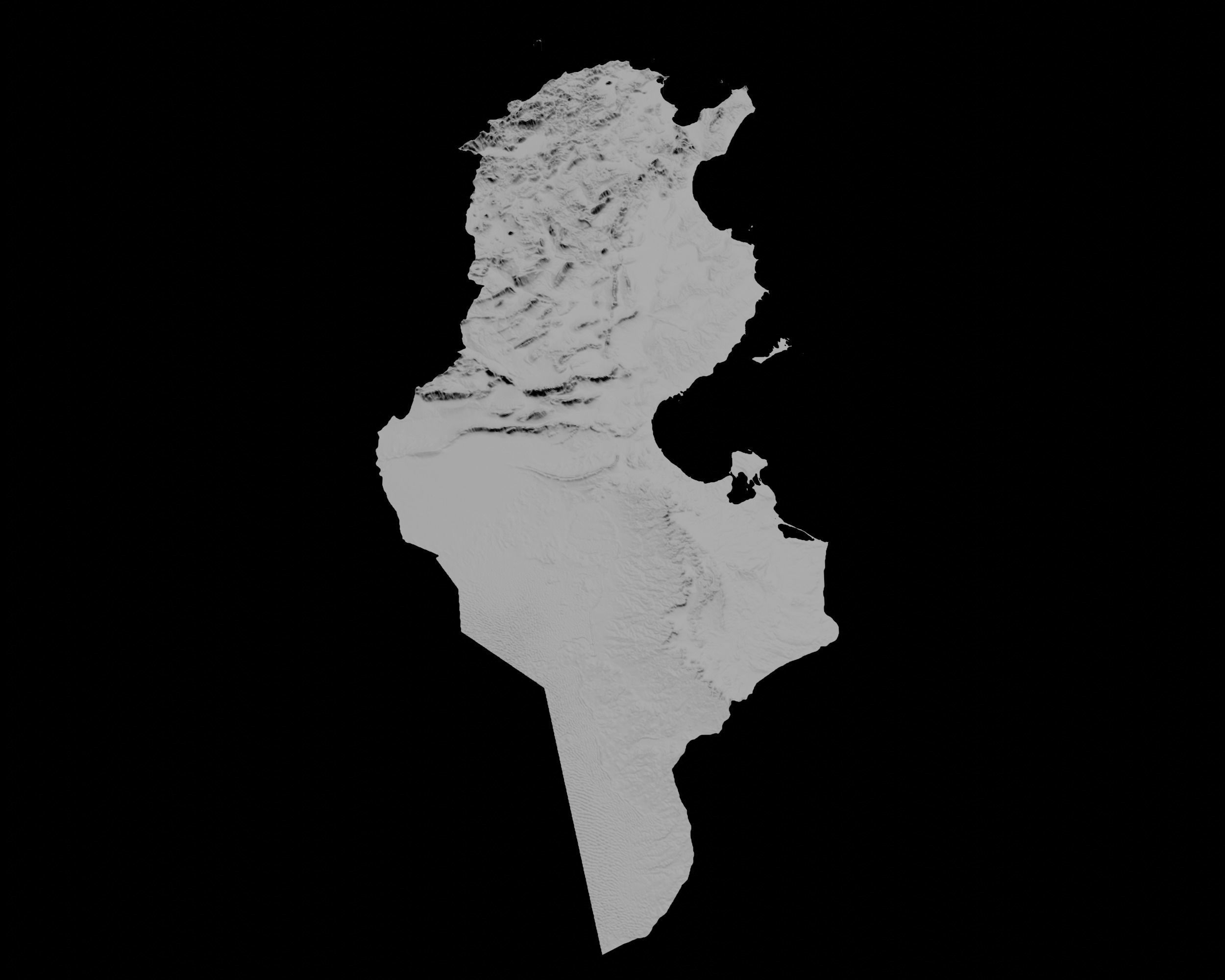 3D Topographical Map of Tunisia 3D print model_3