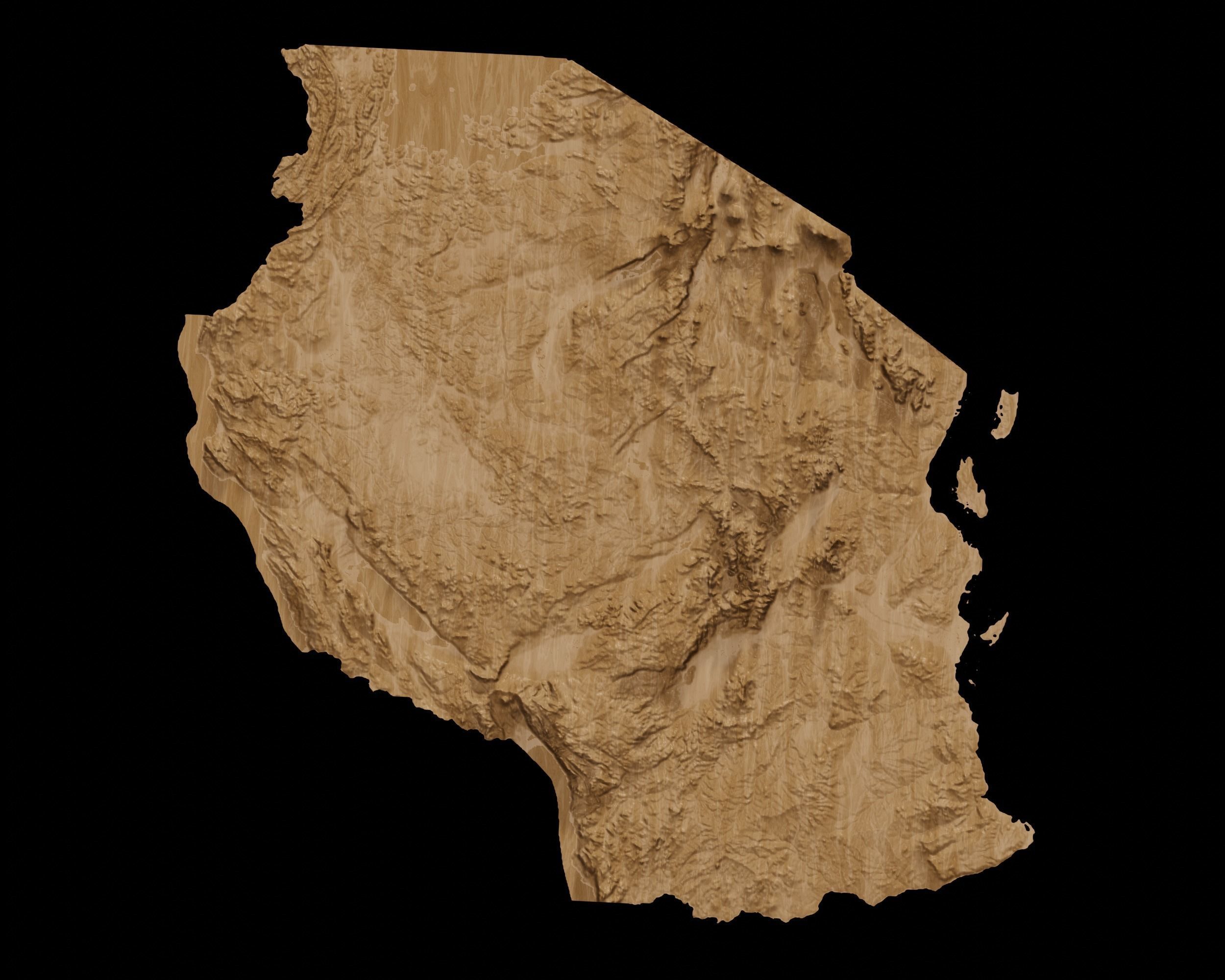 3D Topographical Map of Tanzania 3D model 3D printable | CGTrader