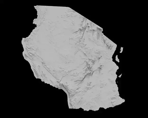 3D Topographical Map of Tanzania 3D print model