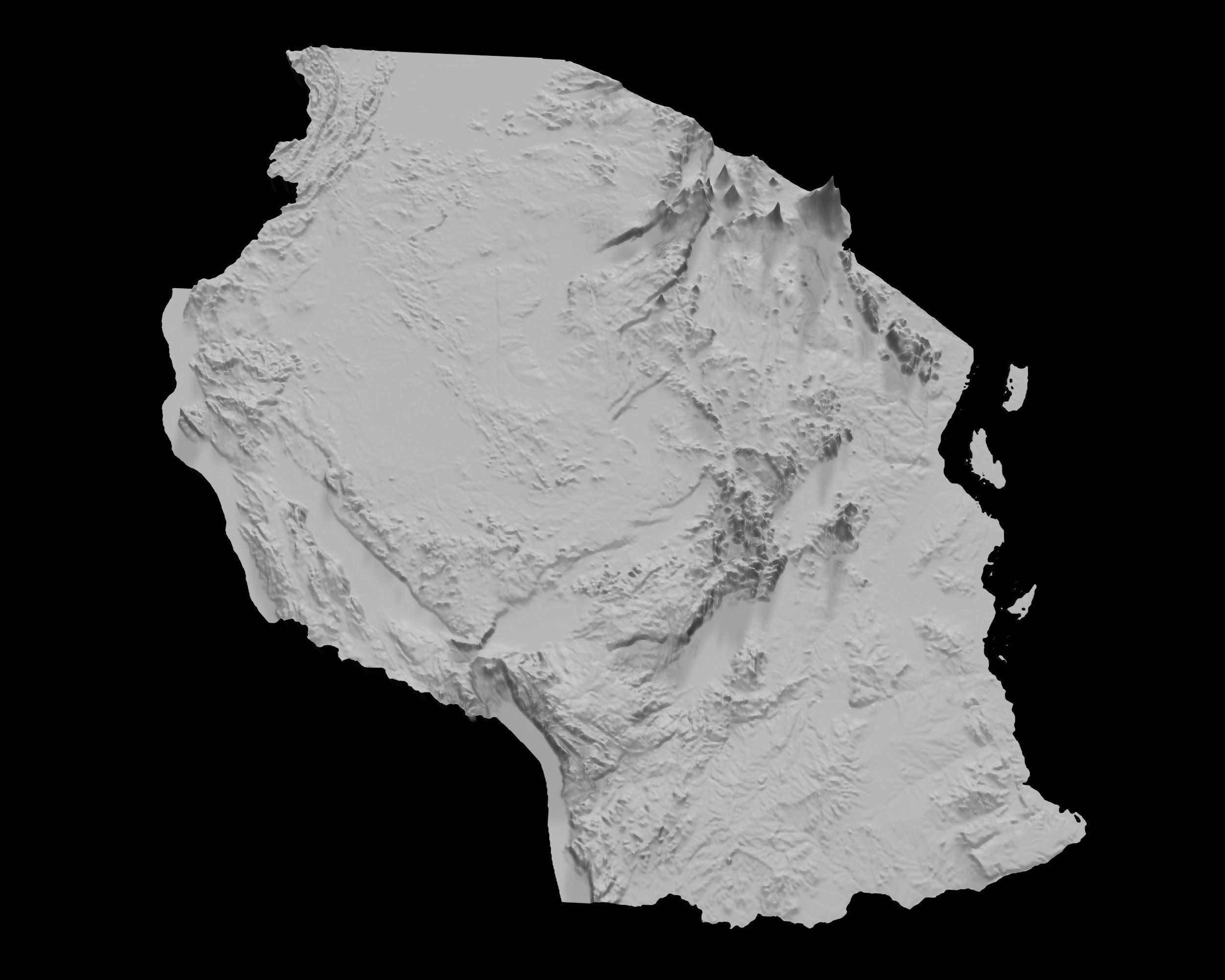 3D Topographical Map of Tanzania 3D model 3D printable | CGTrader