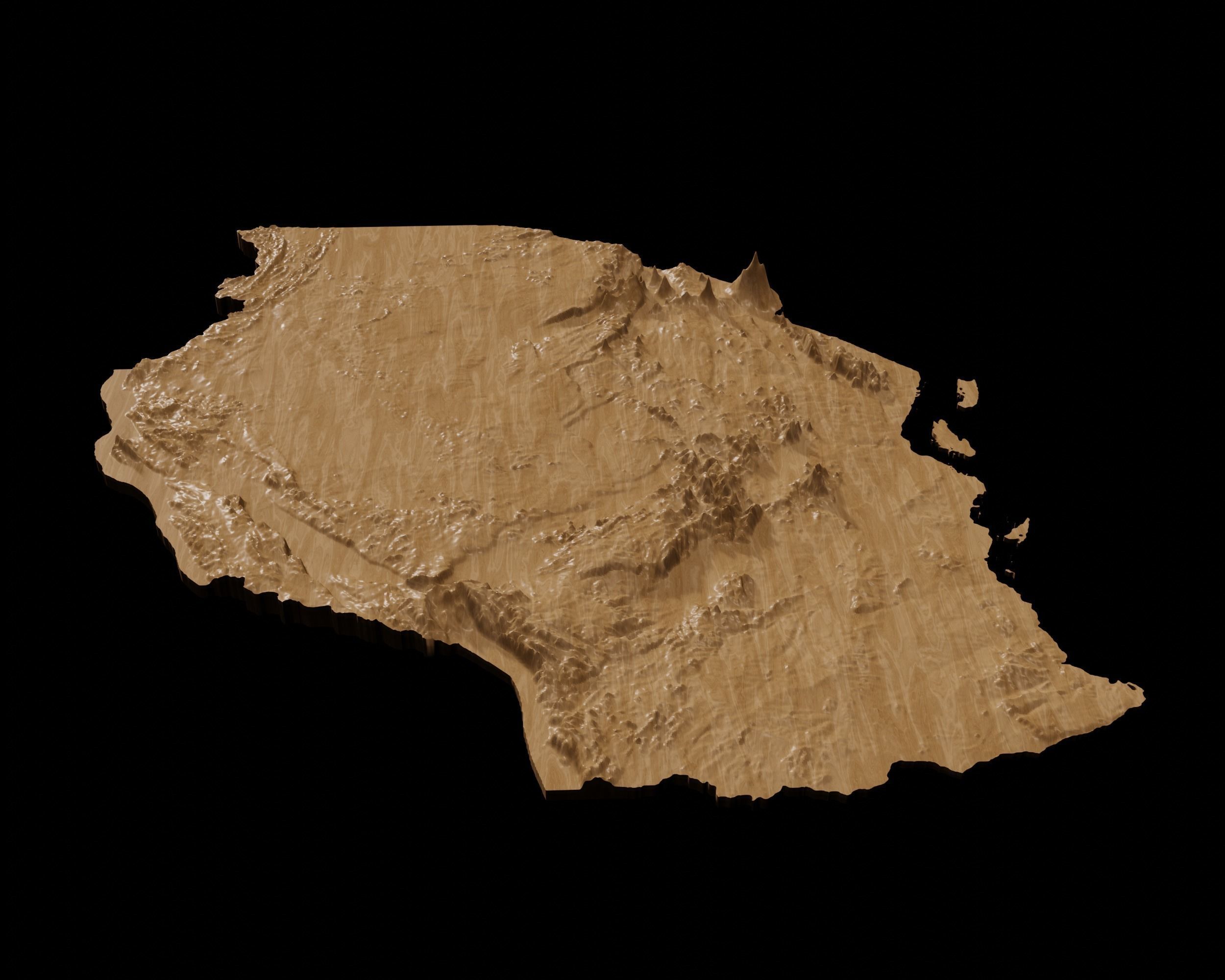3D Topographical Map of Tanzania 3D model 3D printable | CGTrader