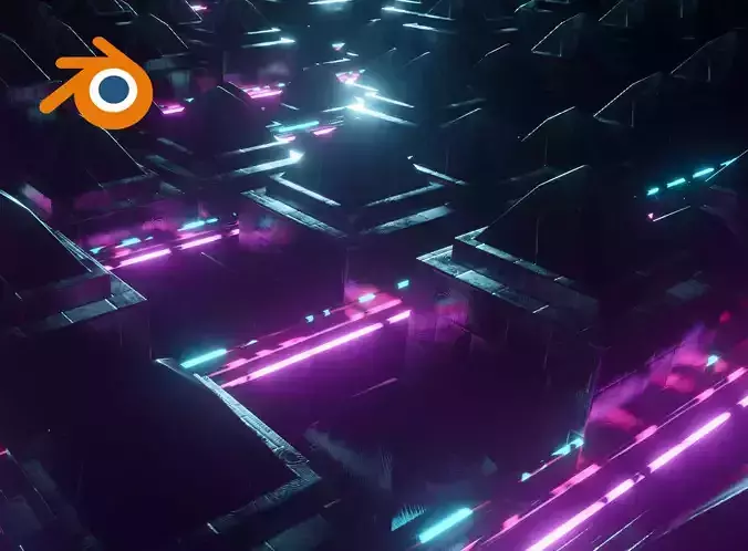 FREE Geometry node Blender 3D neon animation scene Free 3D model