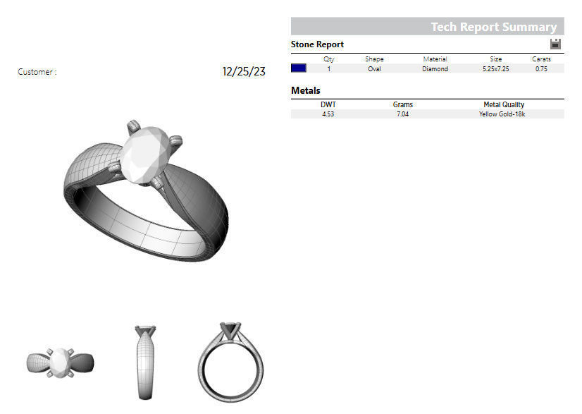 Oval 0-75-CT Quarter Round Profile Shank Width 4-00mm 3D print model_1