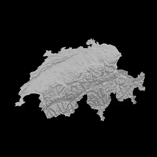 3D Topographical Map of Switzerland 3D print model