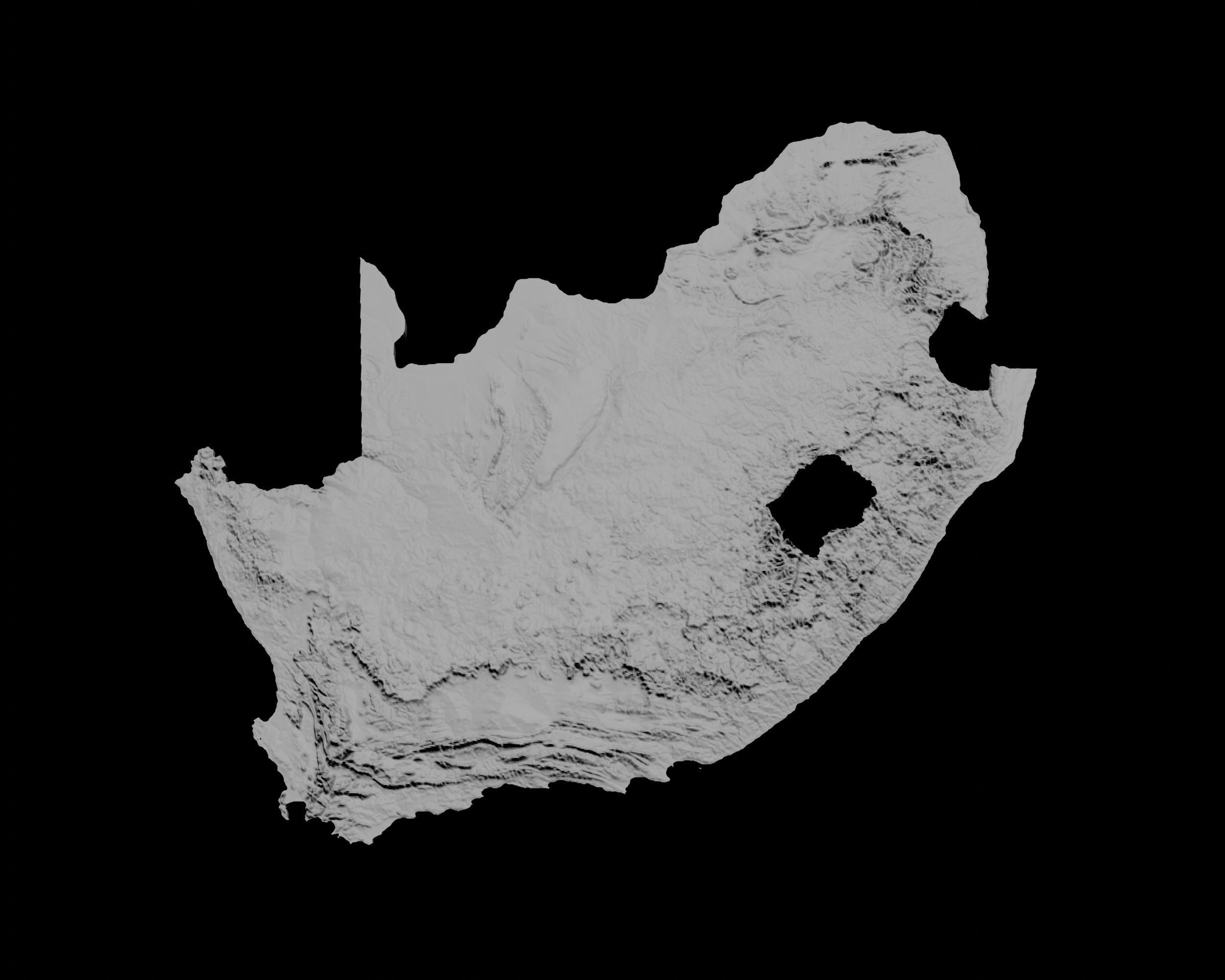 3D Topographical Map of South Africa 3D model 3D printable CGTrader