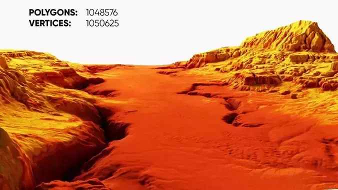Cartoon mountain terrain with canyon and fissures