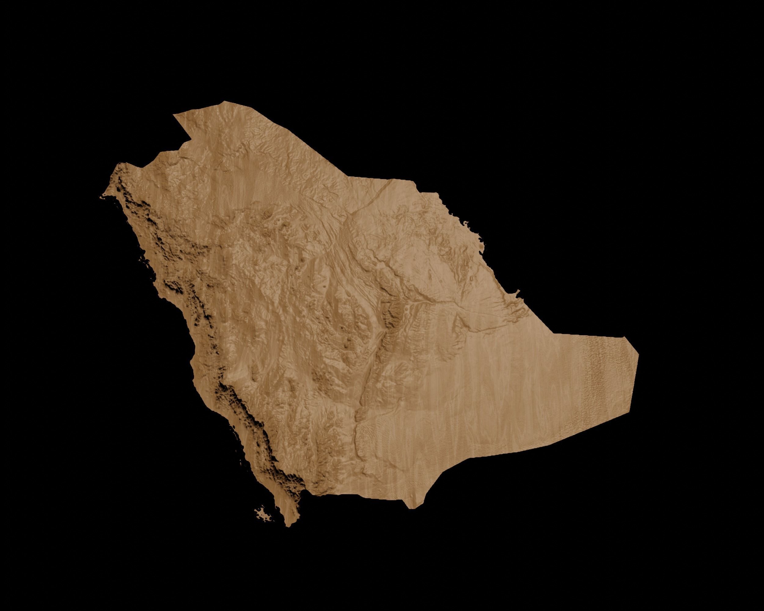 3D Topographical Map of Saudi Arabia 3D print model_2