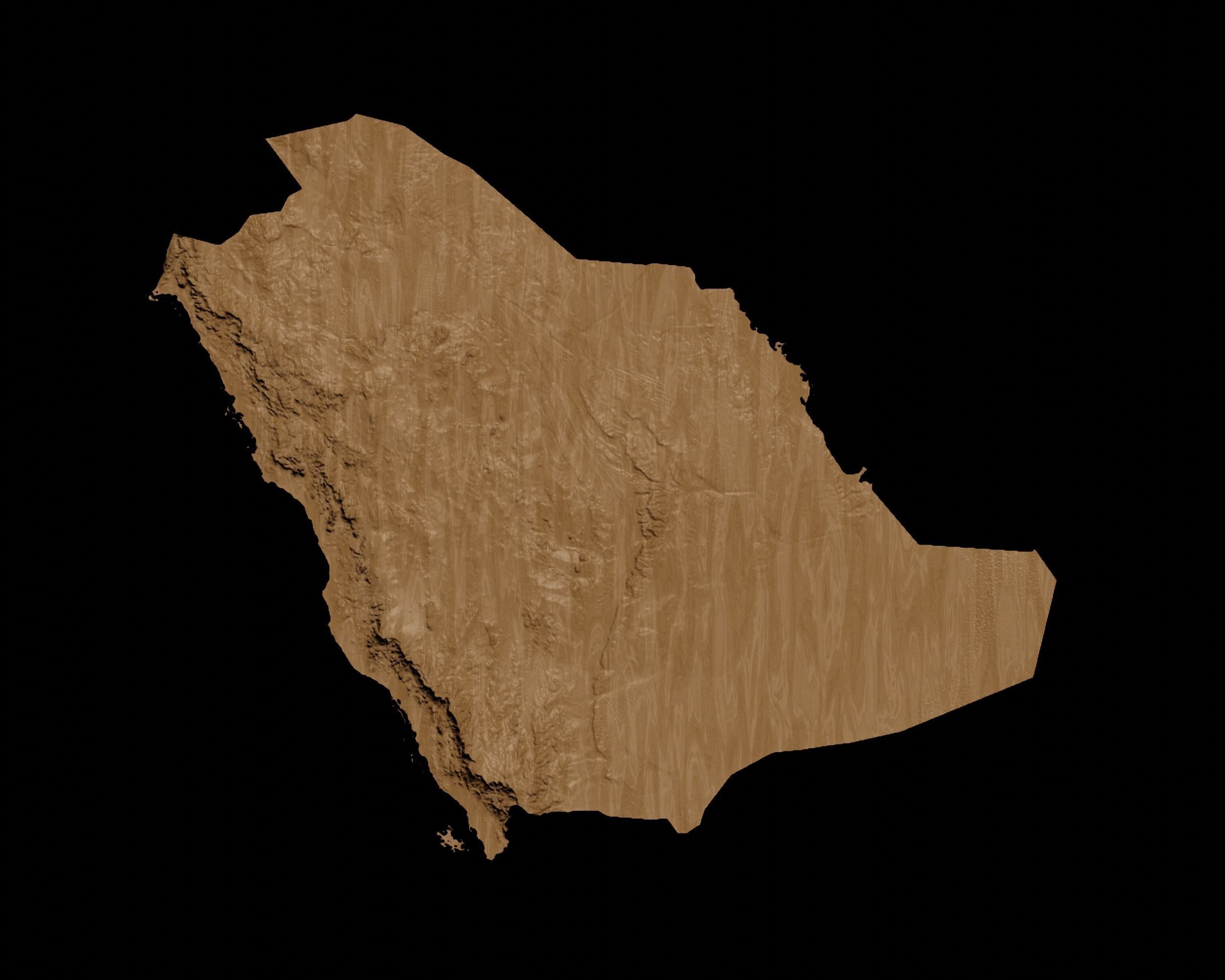 3D Topographical Map of Saudi Arabia 3D print model_1