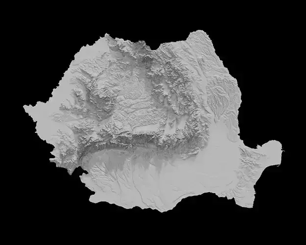 3D Topographical Map of Romania 3D print model