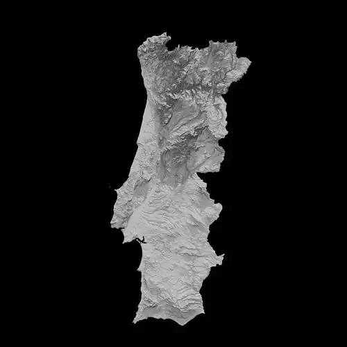 3D Topographical Map of Portugal