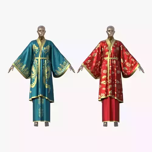 Clothes Set Traditional Chinese Dress Collection 3D model