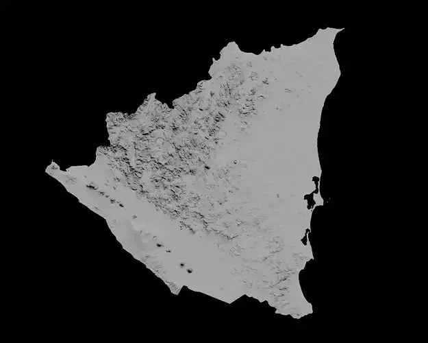 3D Topographical Map of Nicaragua