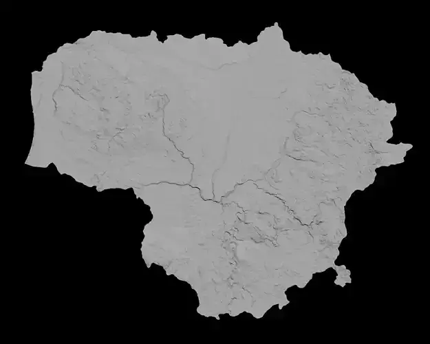 3D Topographical Map of Lithuania