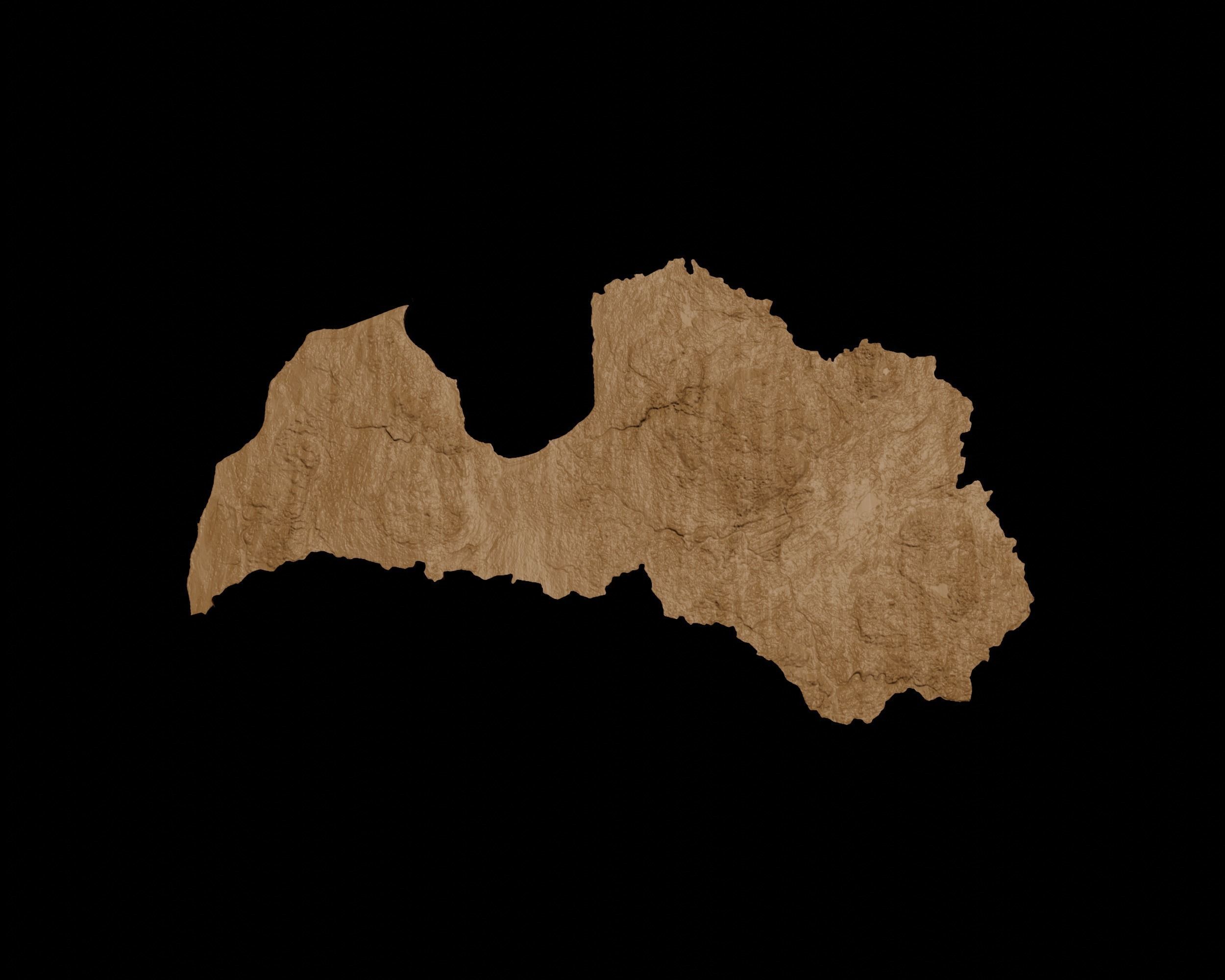 3D Topographical Map of Latvia 3D print model_2