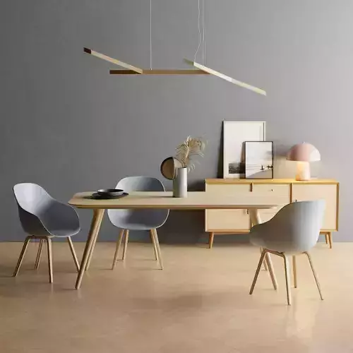 Free - Dining Set Scandinavian Style Free low-poly 3D model