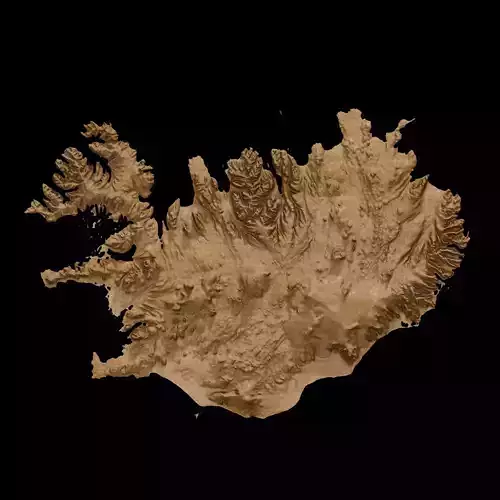 3D Topographical Map of Iceland 3D print model