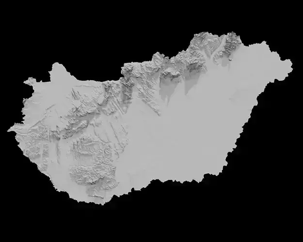 3D Topographical Map of Hungary