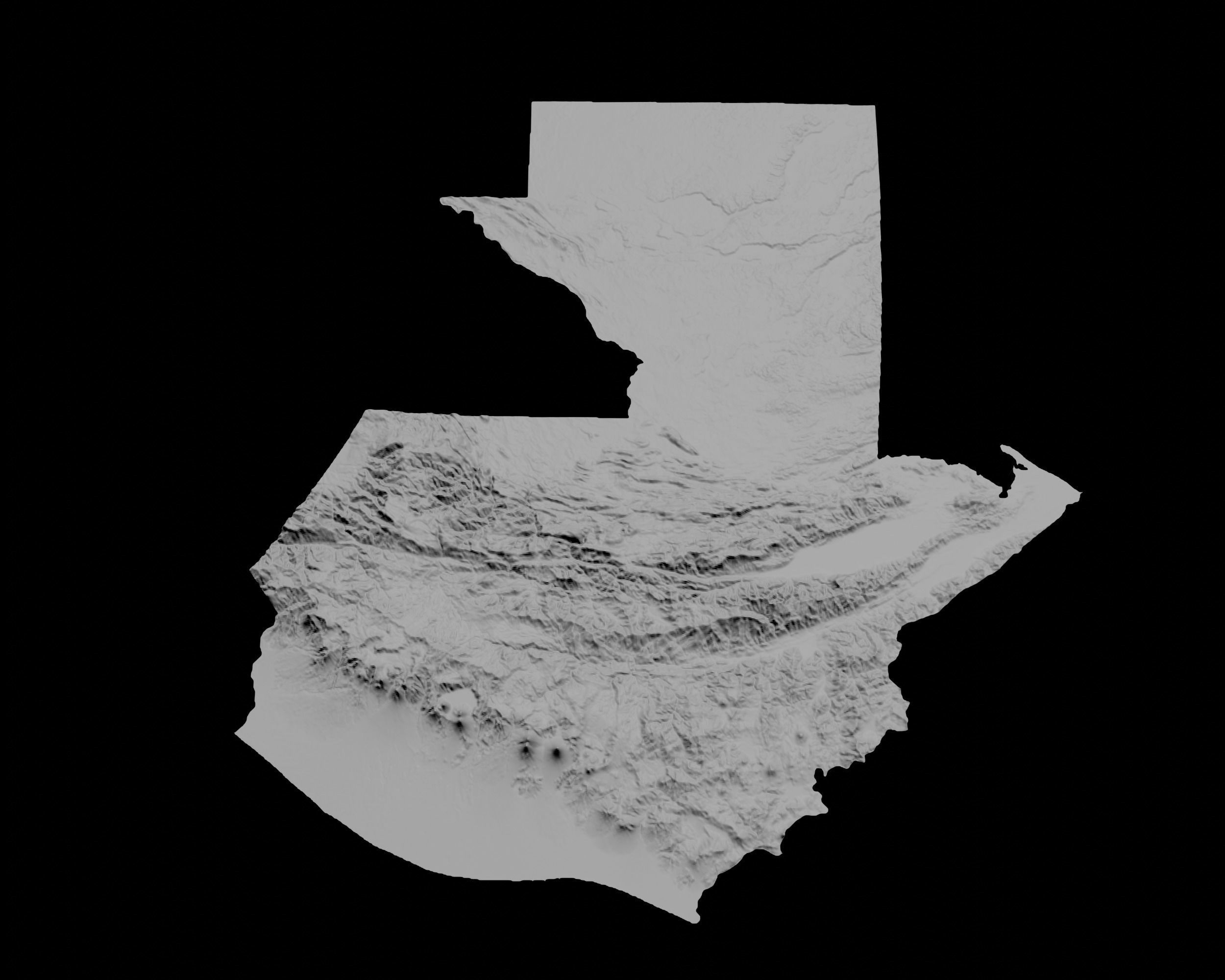 3D Topographical Map of Guatemala 3D print model_3
