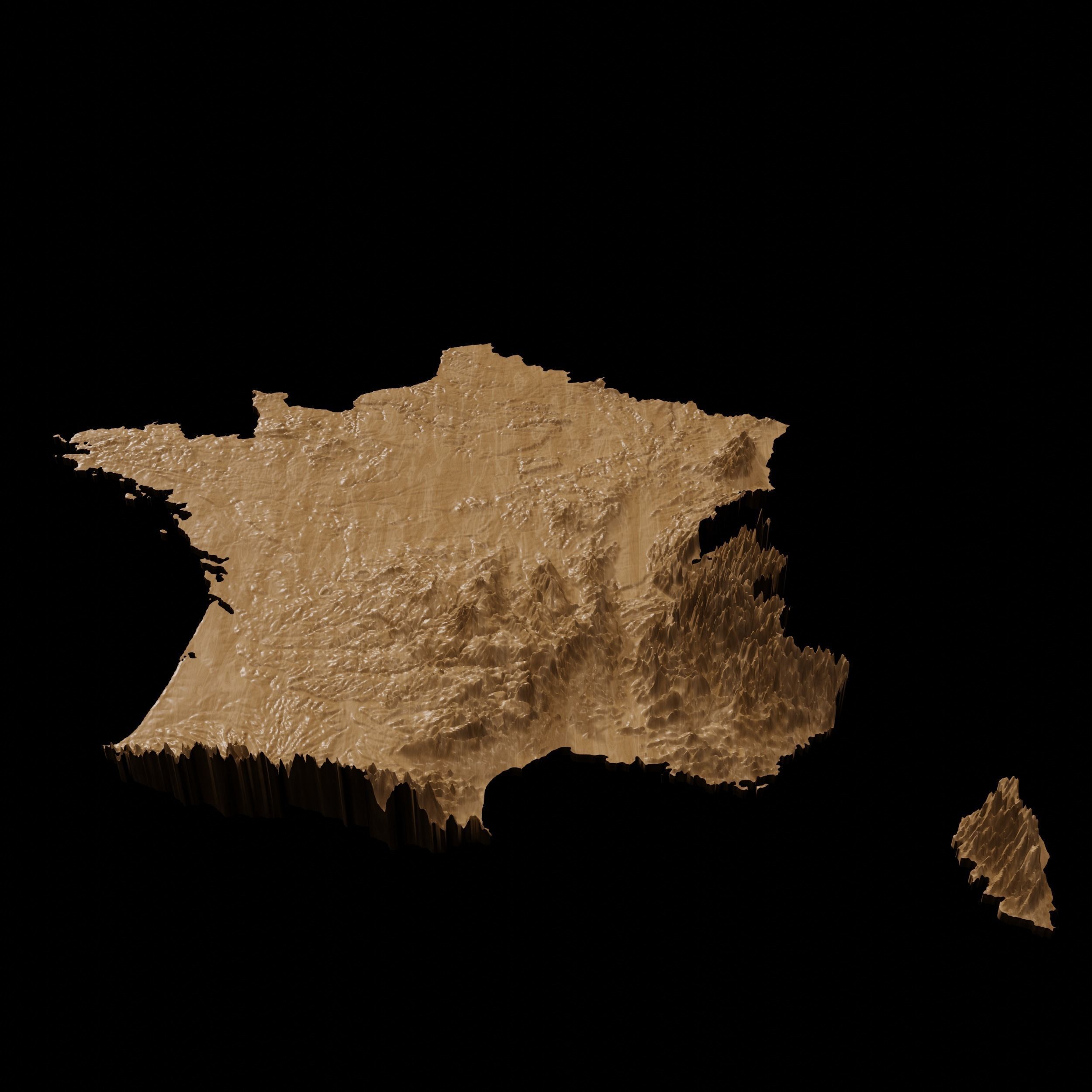 3D Topographical Map of France 3D print model_4