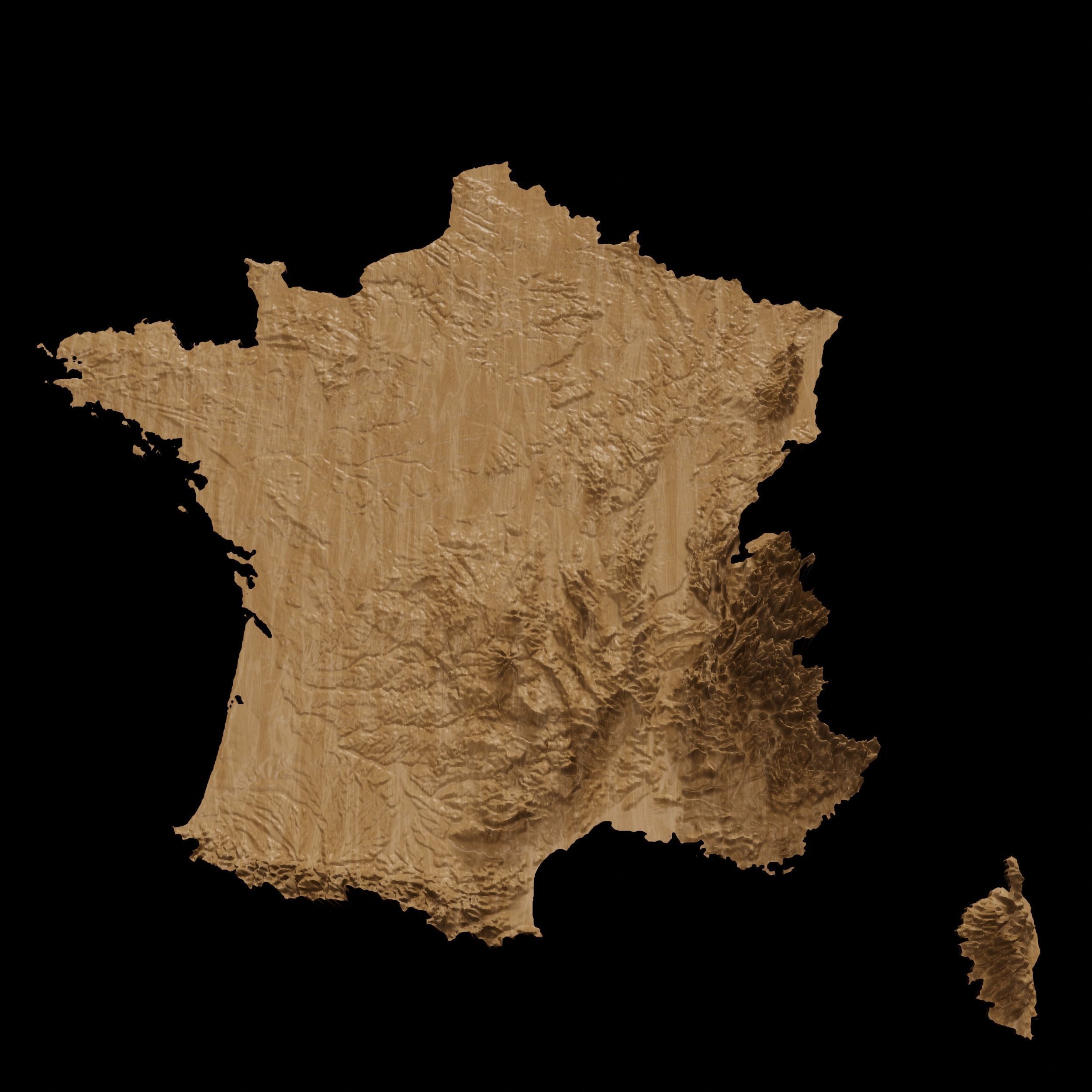 3D Topographical Map of France 3D print model_2