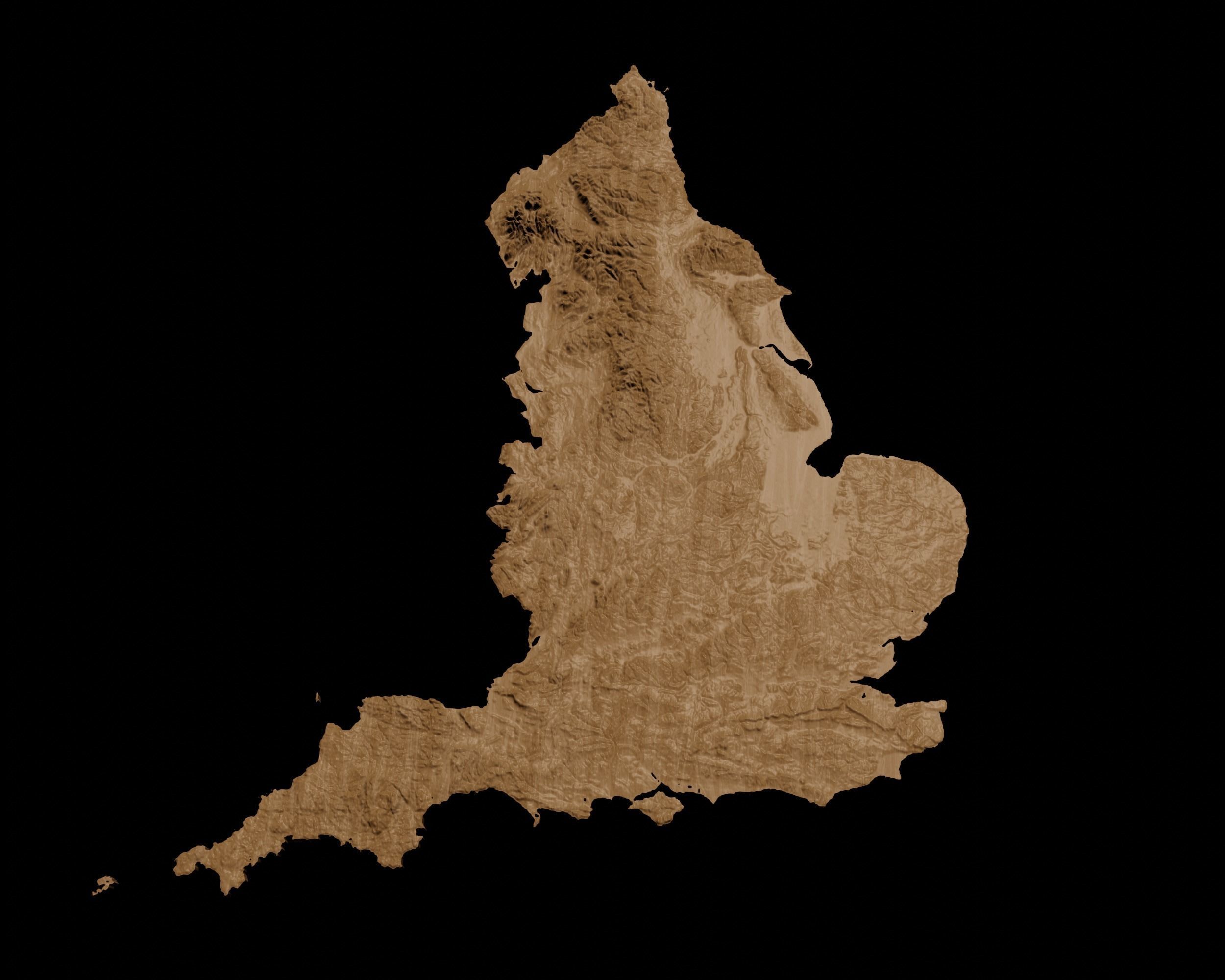 3D Topographical Map of England 3D print model_2