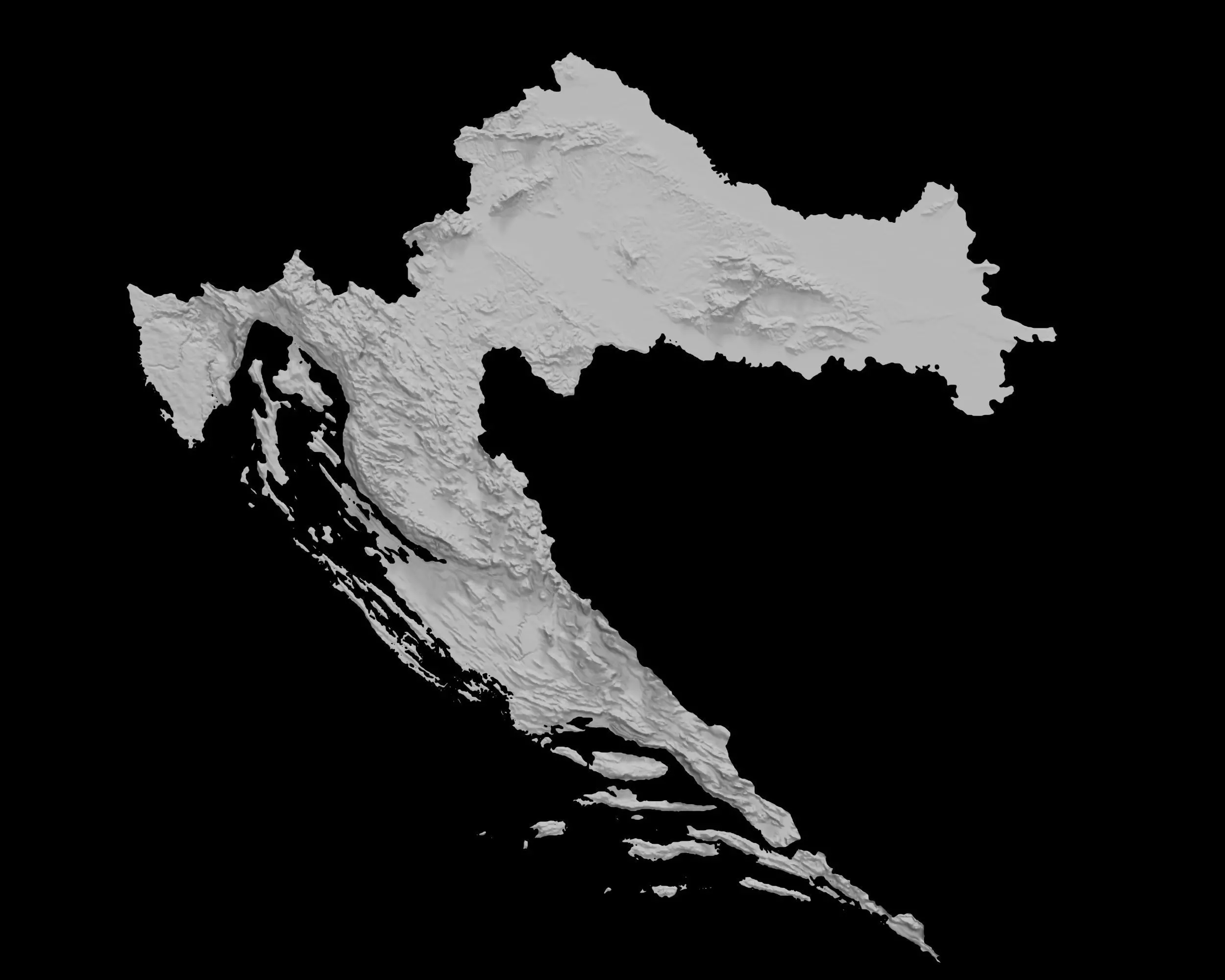 3D Topographical Map of Croatia 3D print model_0