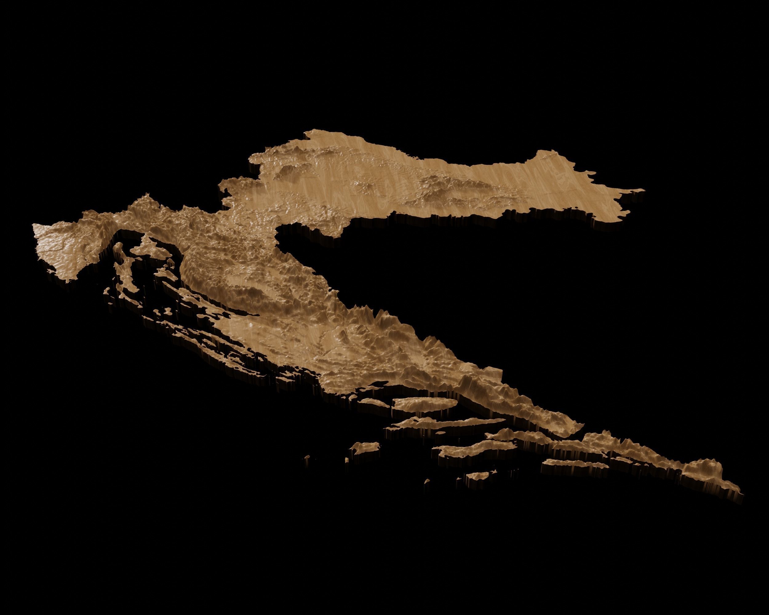 3D Topographical Map of Croatia 3D print model_5