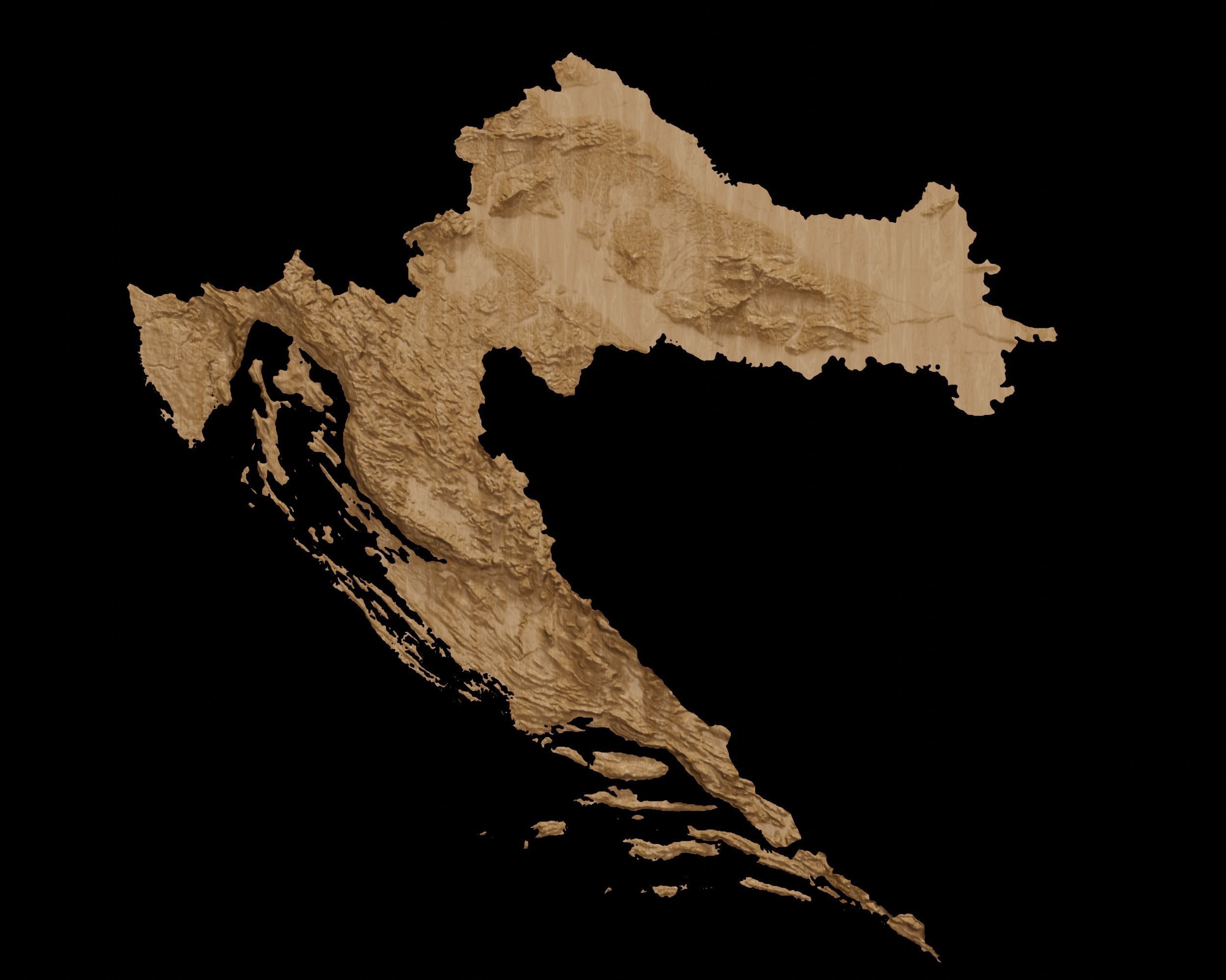 3D Topographical Map of Croatia 3D print model_1