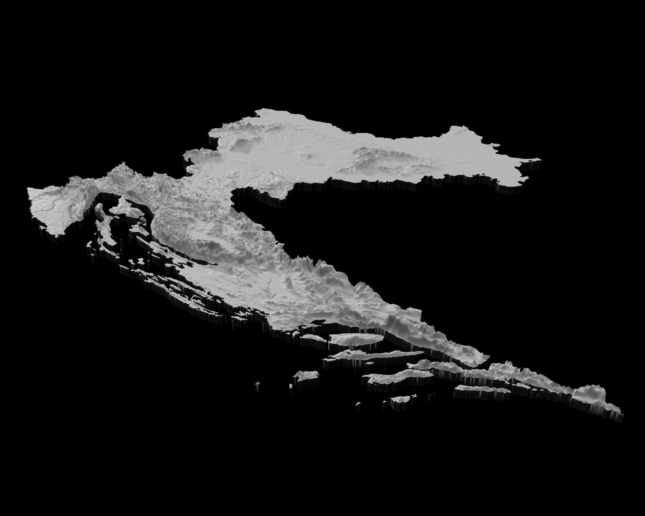 3D Topographical Map of Croatia 3D print model_4