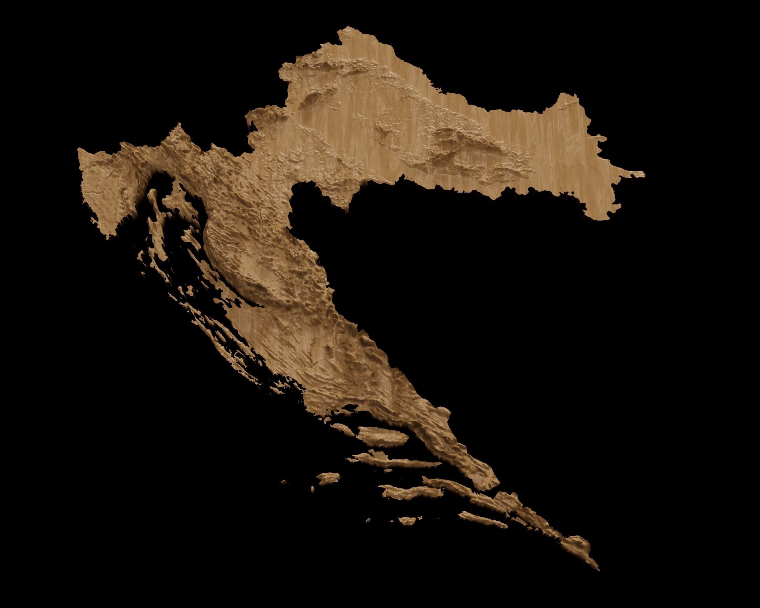 3D Topographical Map of Croatia 3D print model_2