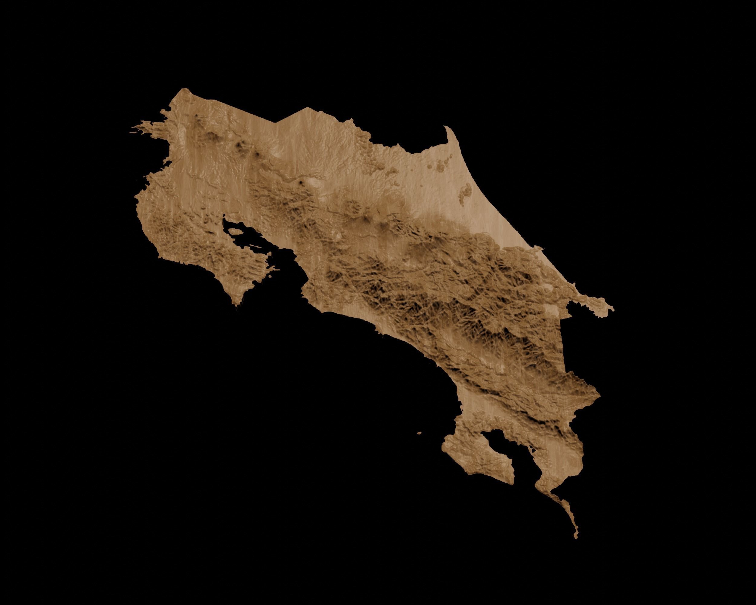 3D Topographical Map of Costa Rica 3D print model_2