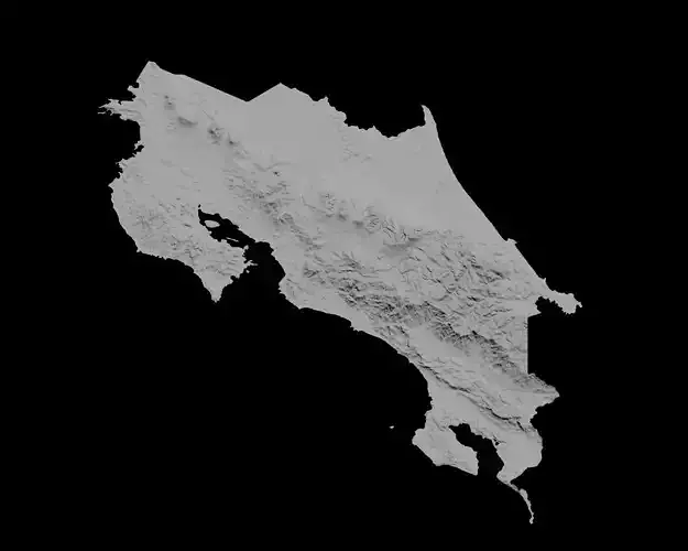 3D Topographical Map of Costa Rica