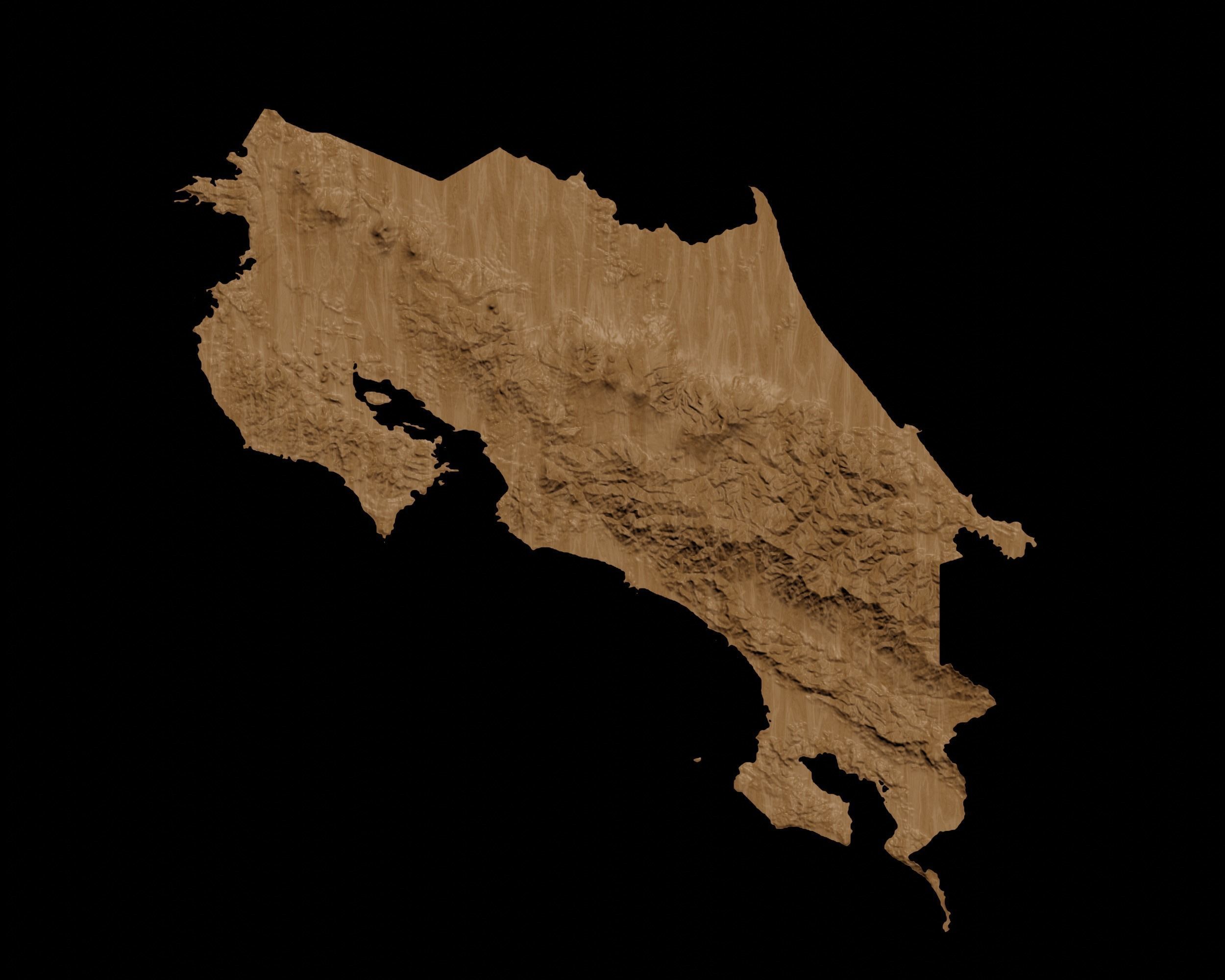 3D Topographical Map of Costa Rica 3D print model_1