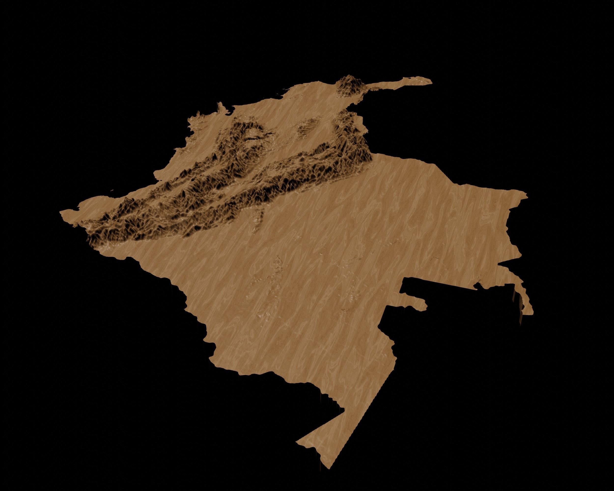 3D Topographical Map of Colombia 3D print model_5