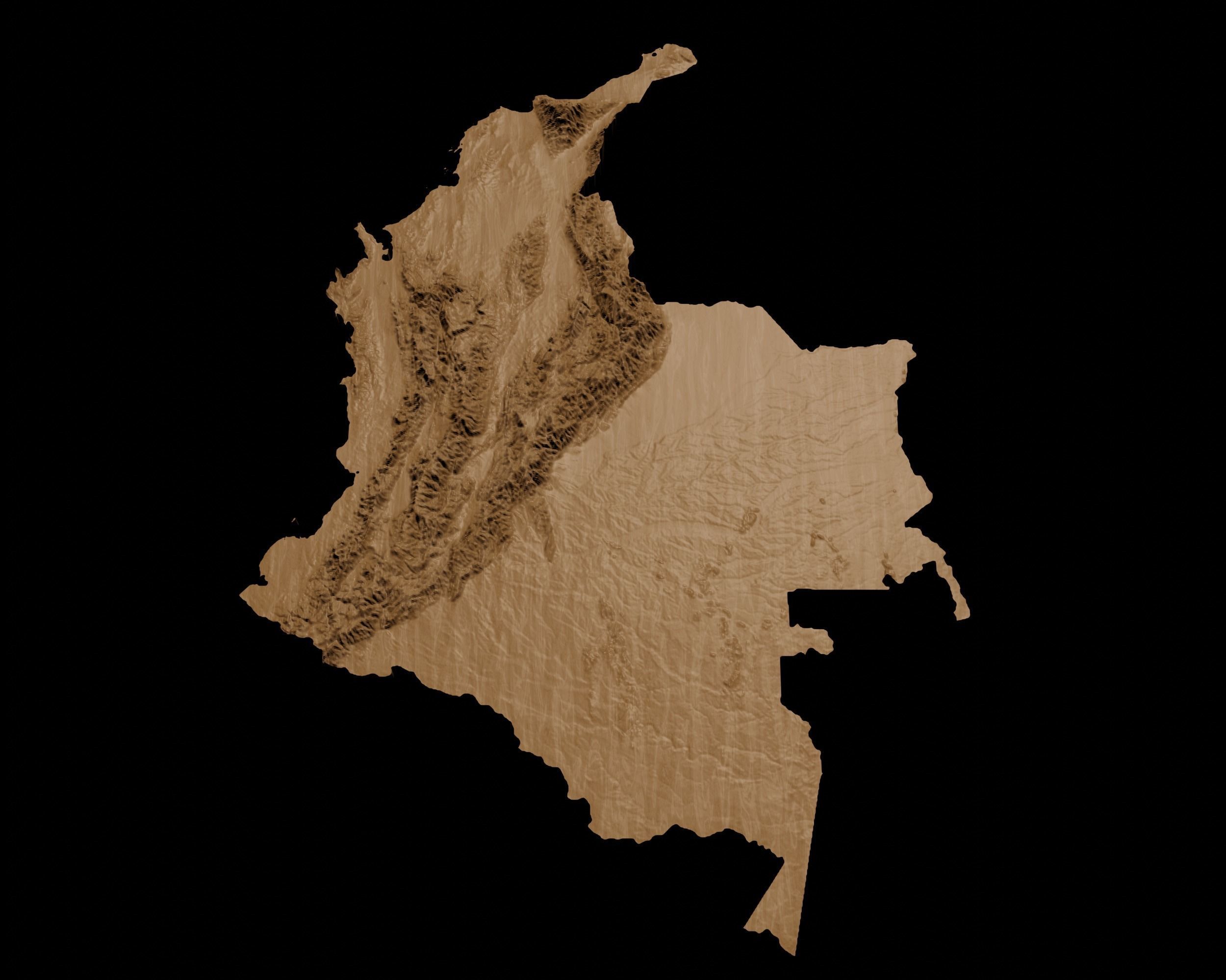 3D Topographical Map of Colombia 3D print model_2