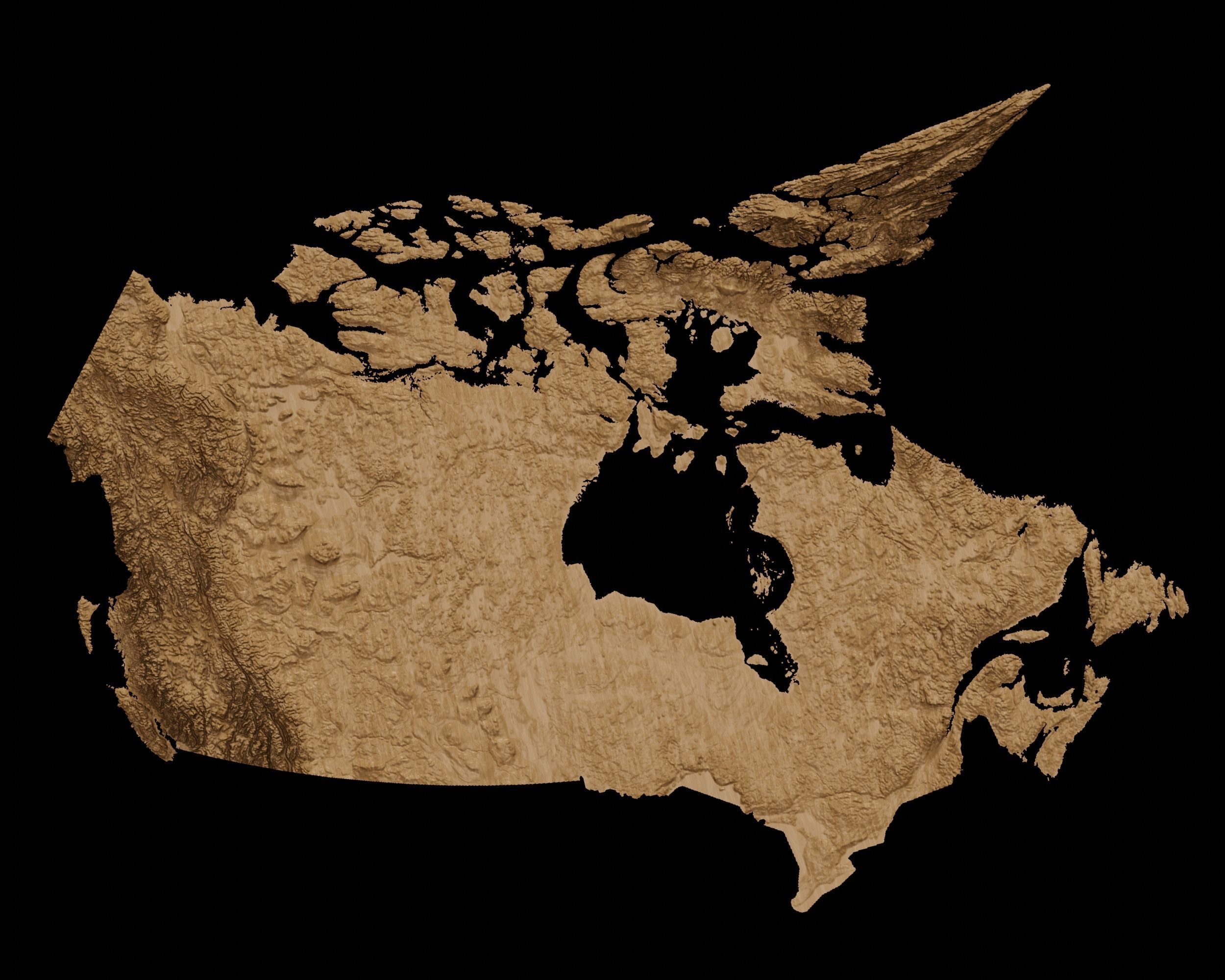 3D Topographical Map of Canada 3D print model_1