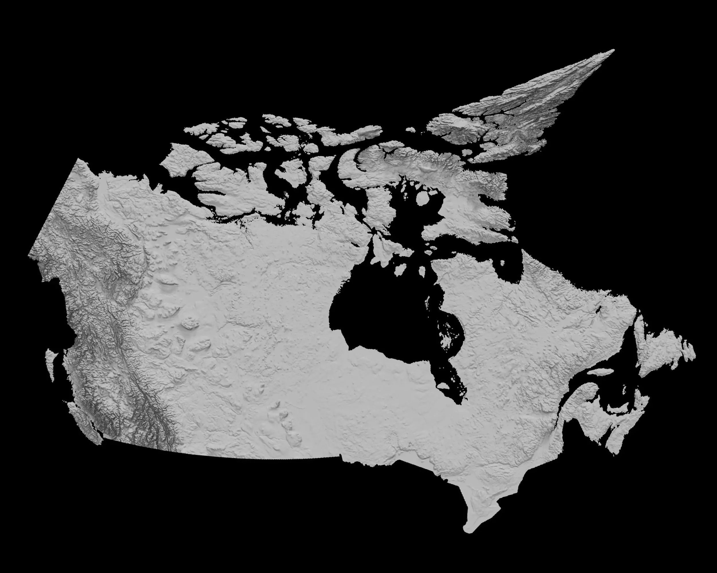3D Topographical Map of Canada 3D print model_0
