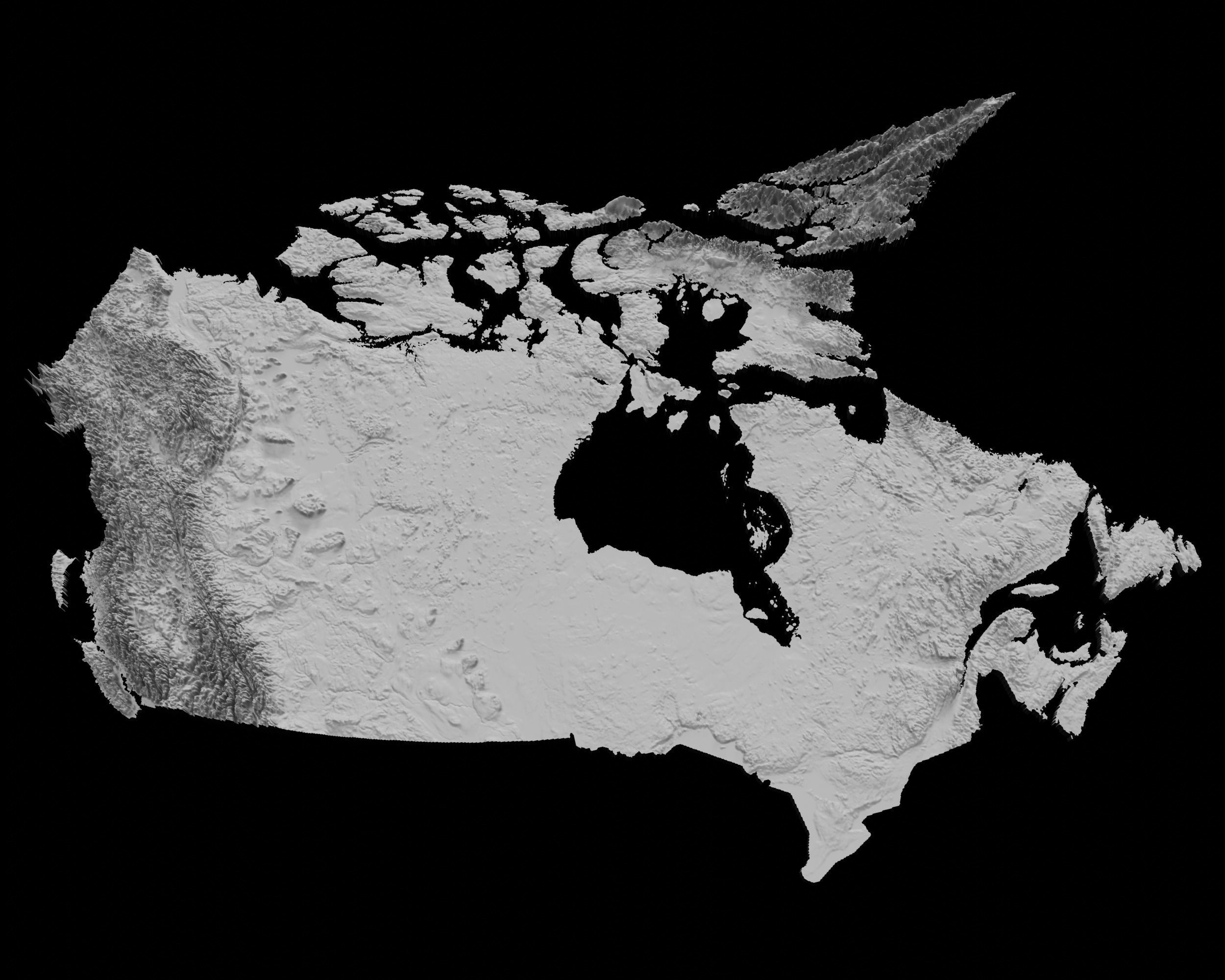 3D Topographical Map of Canada 3D print model_3