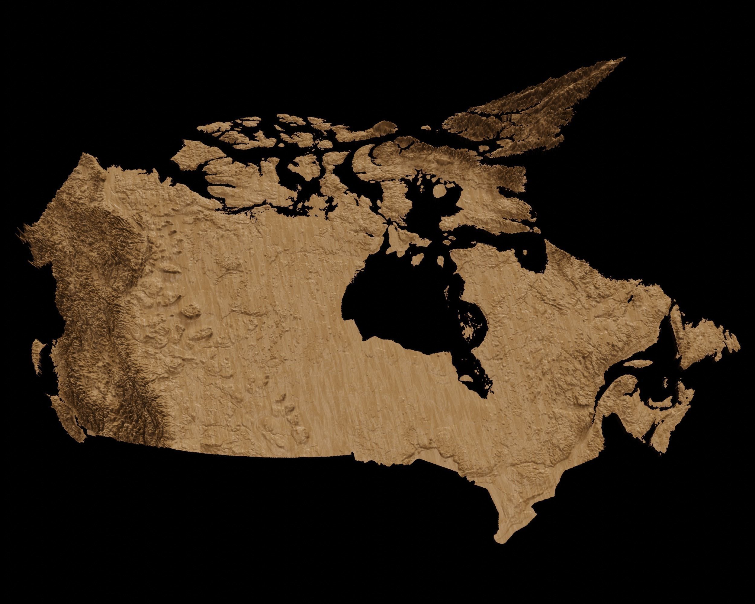 3D Topographical Map of Canada 3D print model_2