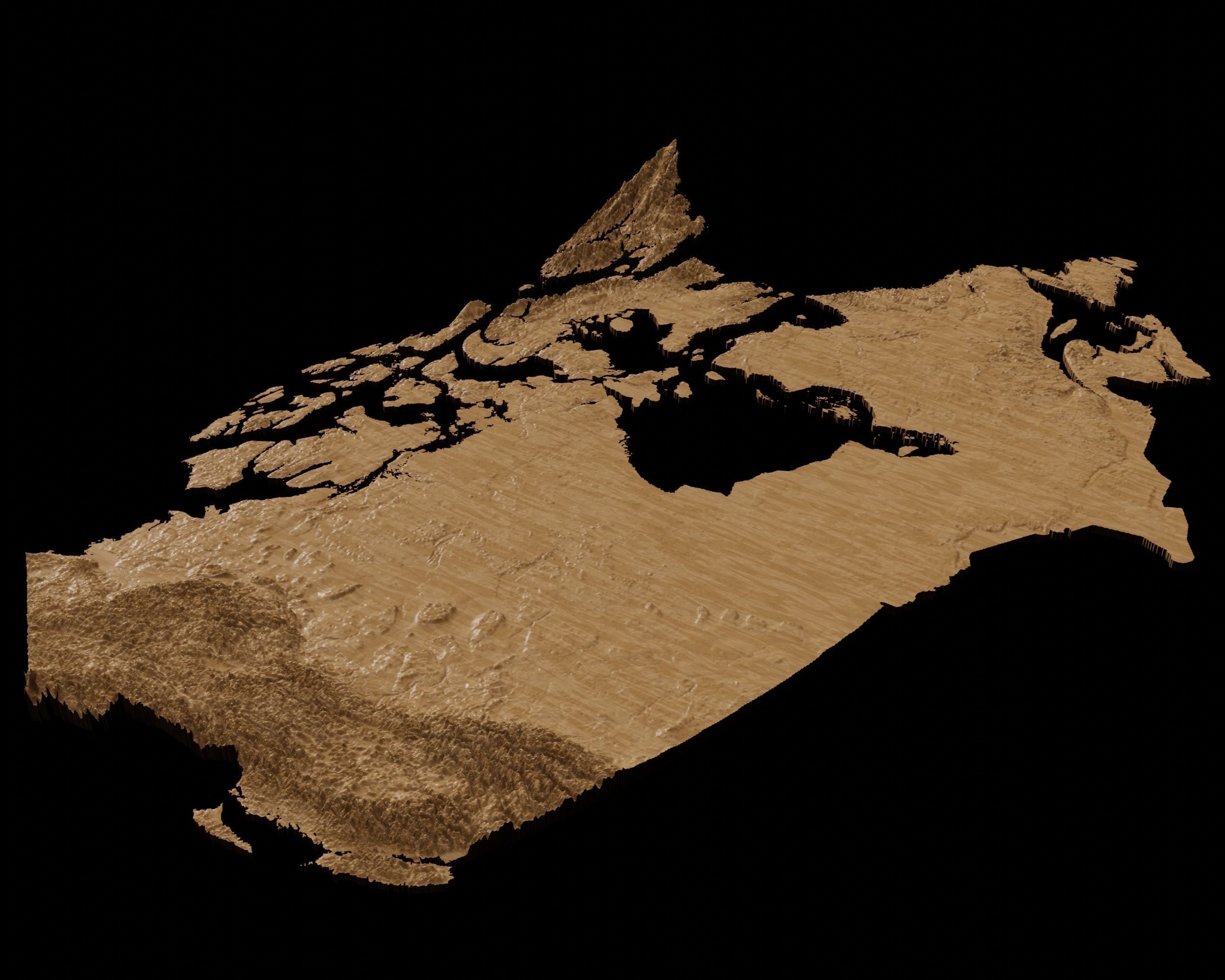 3D Topographical Map of Canada 3D print model_5