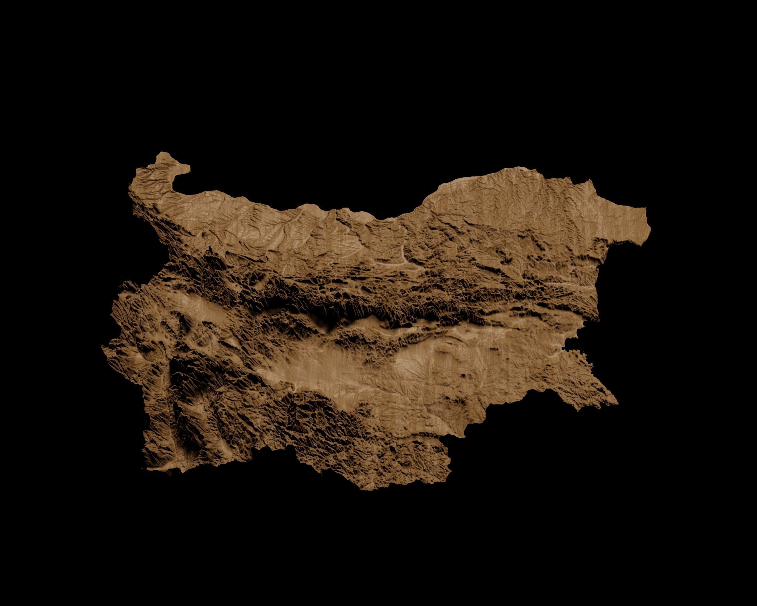 3D Topographical Map of Bulgaria 3D print model_2